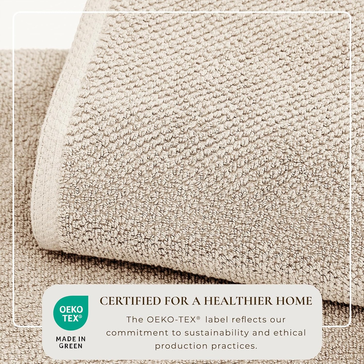 Great Bay Home Taupe Bath Towels - 100% Cotton 4 Pack 54x27 Bath Towel Set - Absorbent, Quick-Drying, Durable Towels for Bathroom Decor - Low-Twist, Two-Ply Fibers (Silver Cloud)