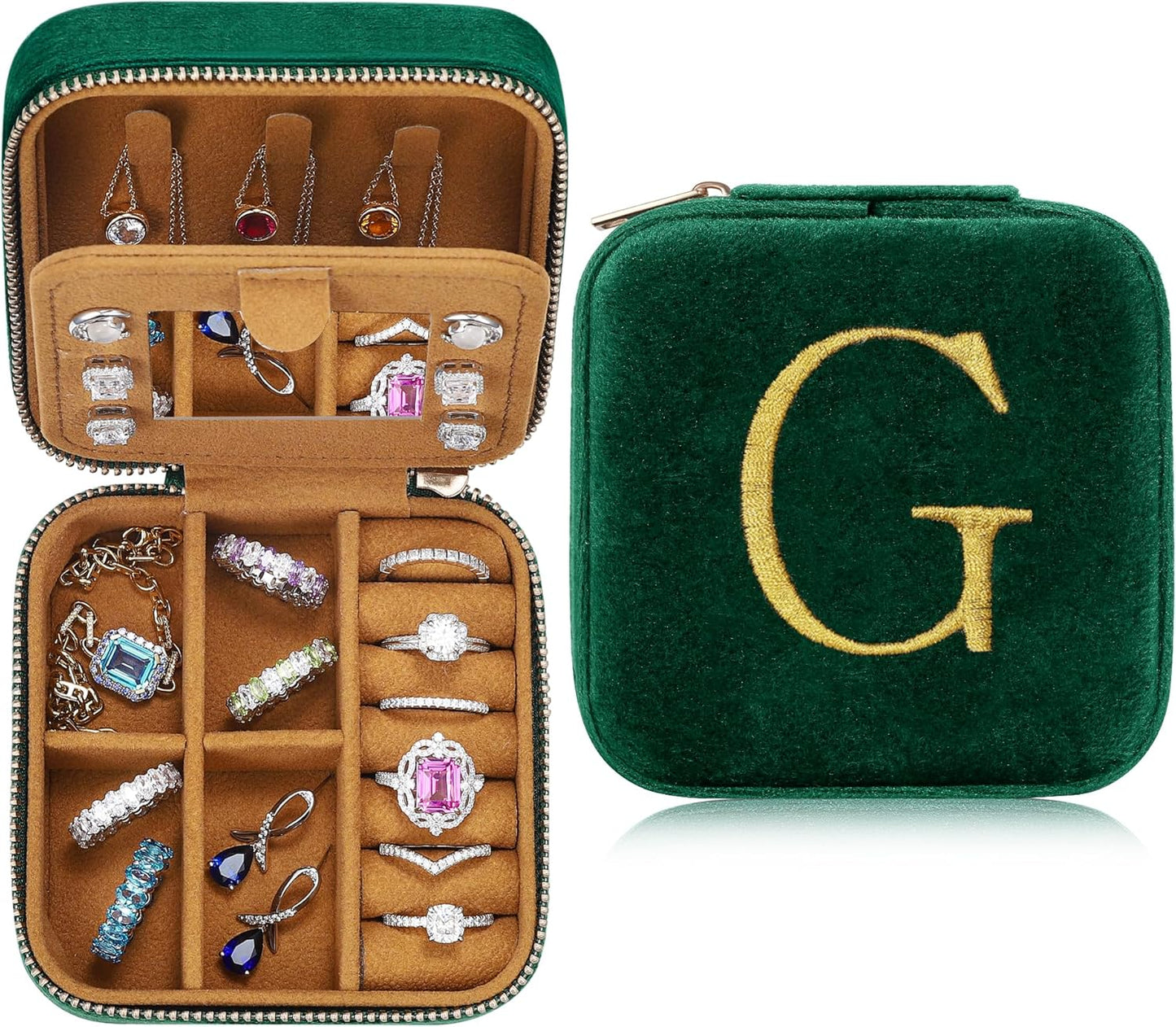 Parima Graduation Gifts for Her - 2025 Graduation Gifts for Her, College Graduation Gifts, High School Graduation Gifts, Graduation Gifts for Teen Girls, Personalized Jewelry Case - Letter G, Green