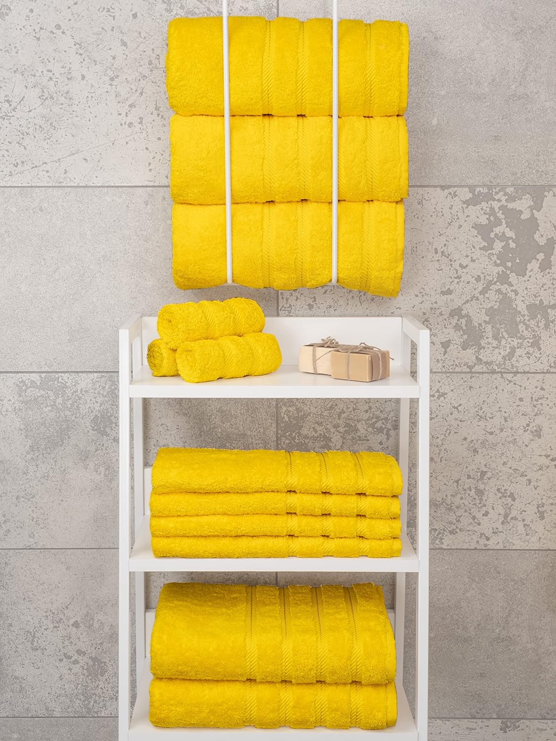 American Soft Linen Luxury 4 Piece Bath Towel Set, 600 GSM 100% Cotton Turkish Bath Towels for Bathroom, 27x54 in Extra Large Bathroom Shower Towels, Yellow