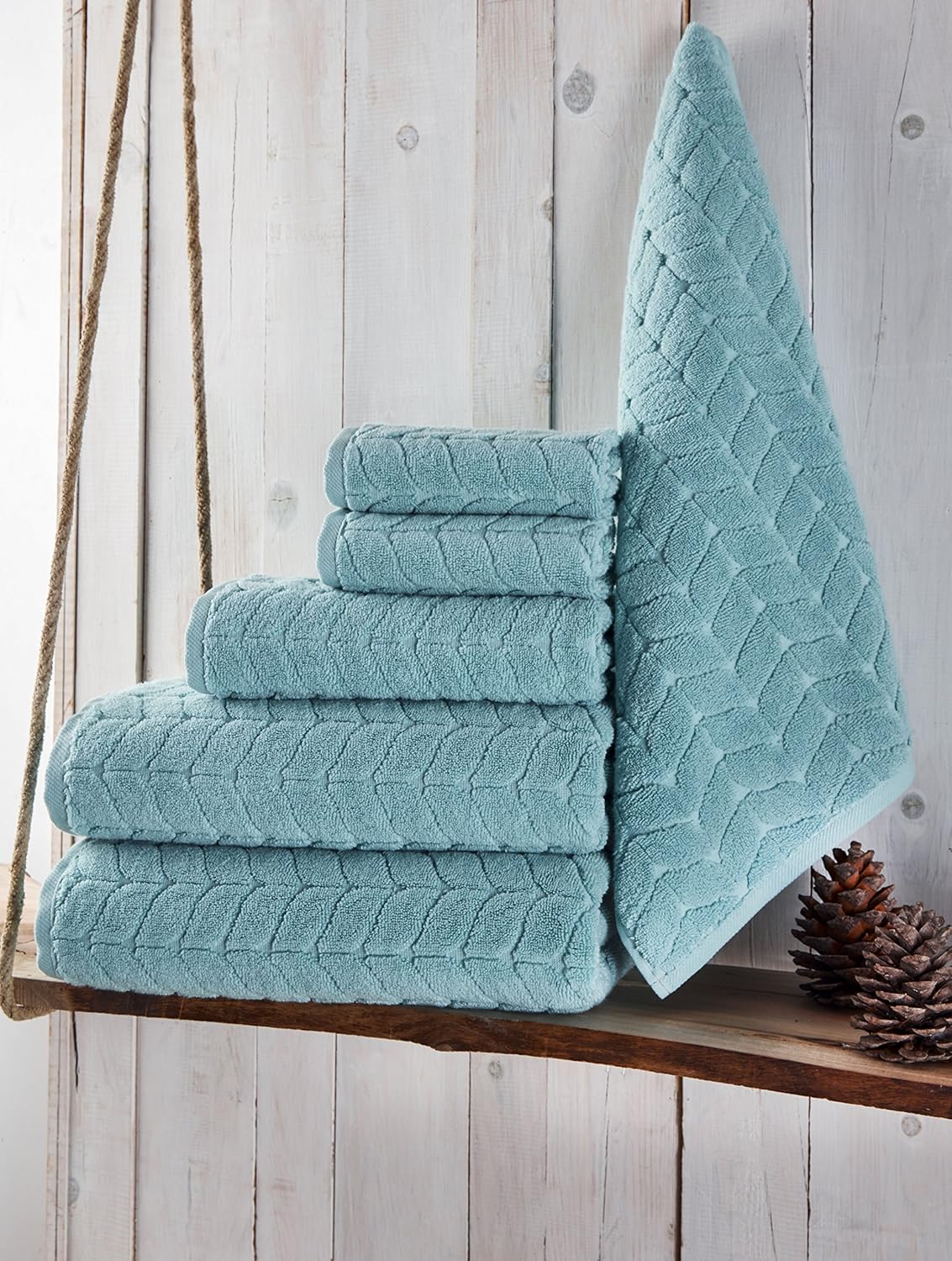 BAGNO MILANO Turkish Bath Towels, Soft Plush Jacquard Luxury Bath Towels, Quick Dry Towel Set (Aqua Green, 2 pcs Bath Towel Set)