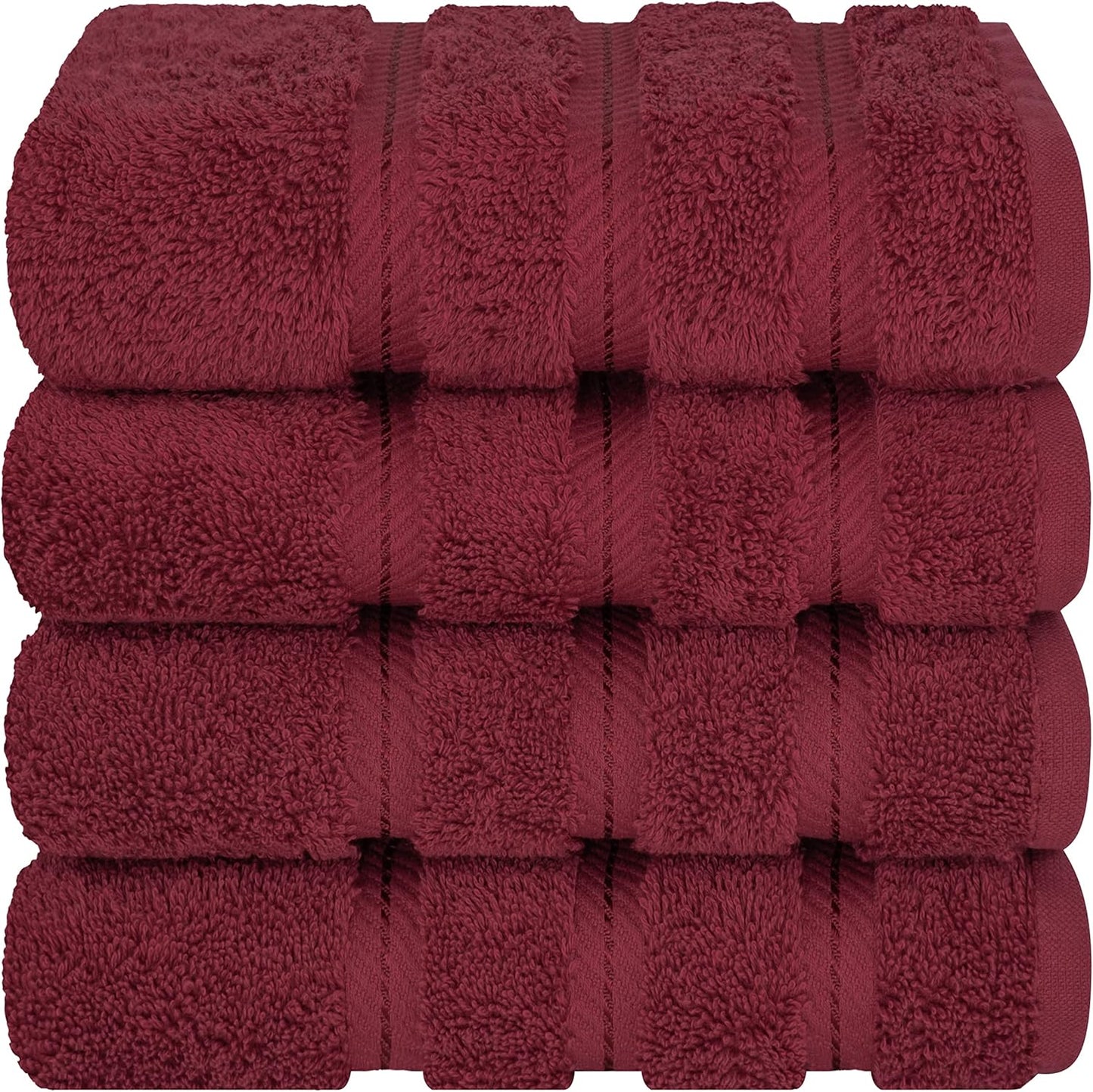 American Soft Linen Luxury Hand Towels for Bathroom, 600 GSM 100% Cotton Turkish 4 Piece Hand Towel Set, 600 GSM Hand Face Towels for Kitchen, Bordeaux Red Hand Towels