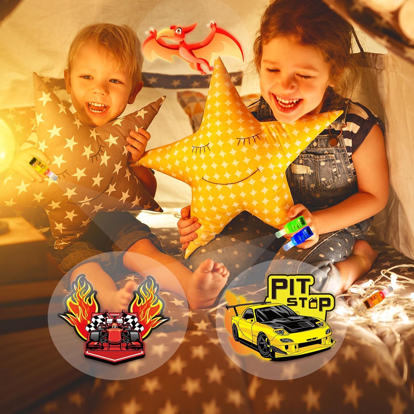 24PCS Race Car Party Favors-LED Finger Lights:Glow-in-the-Dark Light-Up Hot Wheels Toys Bulk for Kids Boys Girls,Cars Theme Birthday Party Decorations Supplies, Party Goodie Bags, Classroom Prizes