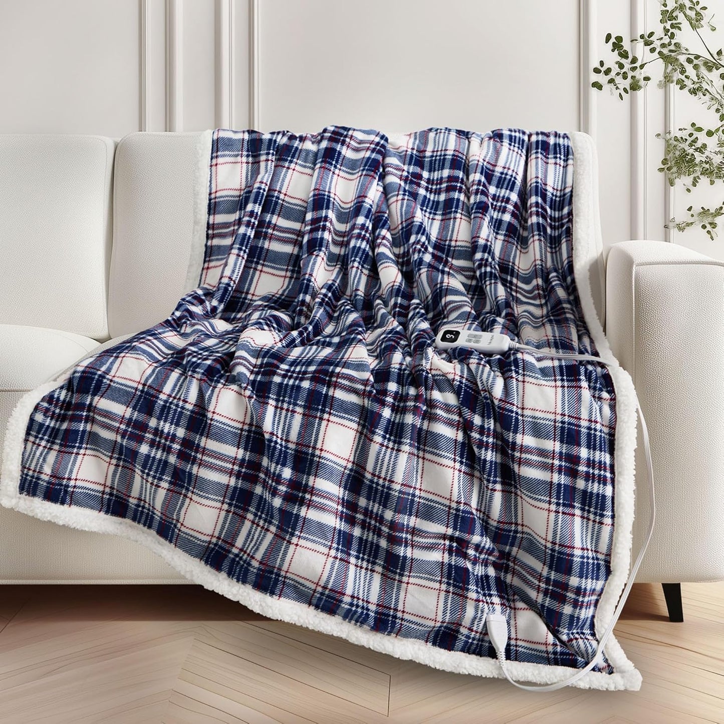 Heated Blanket Electric Throw-50''x60''Ultra Soft Cozy Plaid Flannel Fast Heating Electric Blanket with 10 Heat Levels & 10 Hours Auto Off, ETL Certified, Keep Warm in Couch Bed Office(Tartan