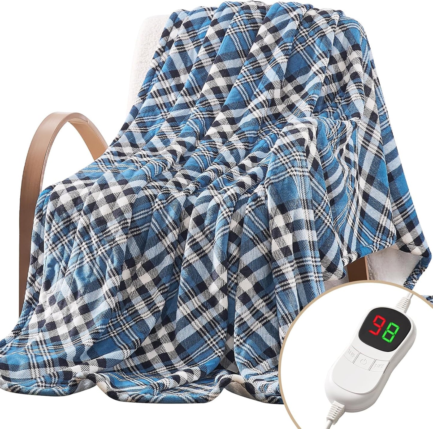 Homemate Electric Blanket Heated Throw - 50“x60“ Ultra Soft Cozy Flannel Heating Blanket with 10 Fast Heat Levels 8 Hours Auto Off Over-Heated Protection ETL Certification Keep Warm in Home Office
