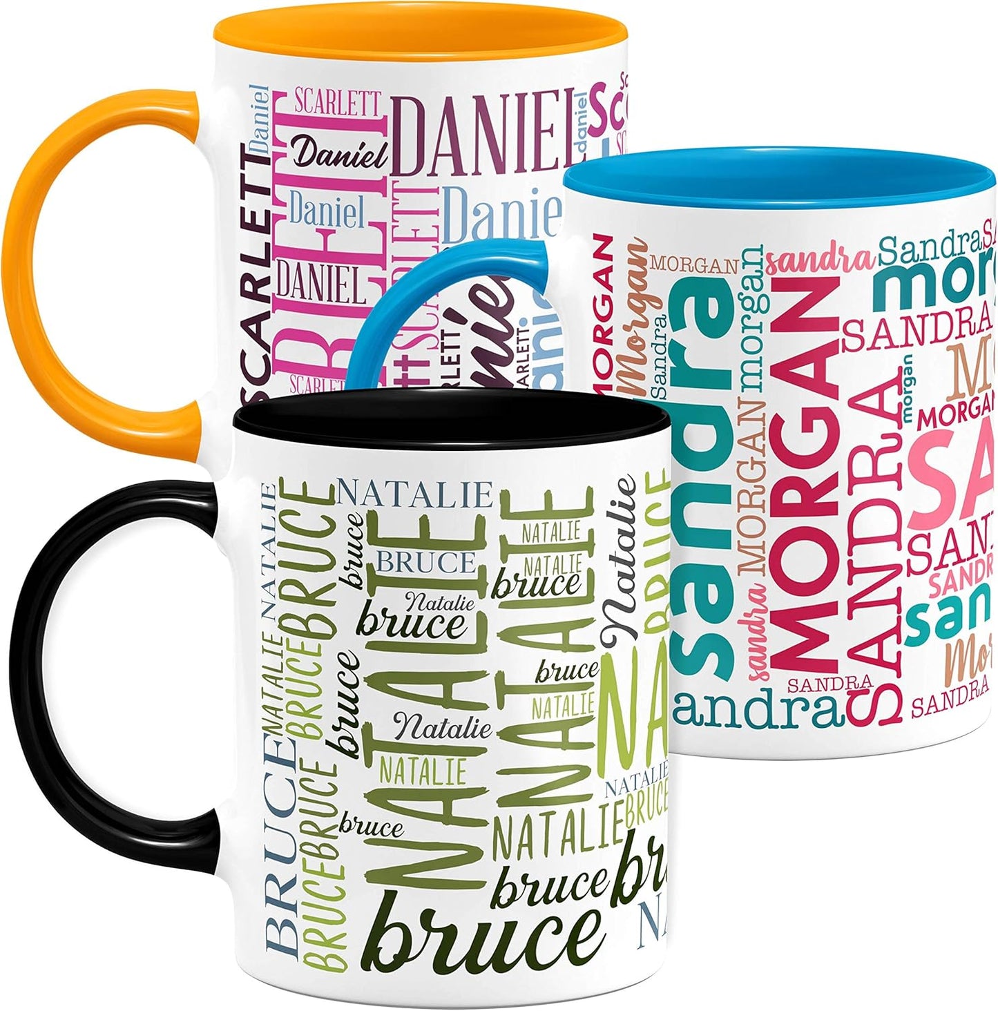 Personalized Coffee Mugs w/Word Cloud Art, 12 Colors & 9 Font Art, 11 oz. Custom Gifts for Couples, Men, Women - Black/White, Ceramic Keepsake Mug, Personalized Gifts