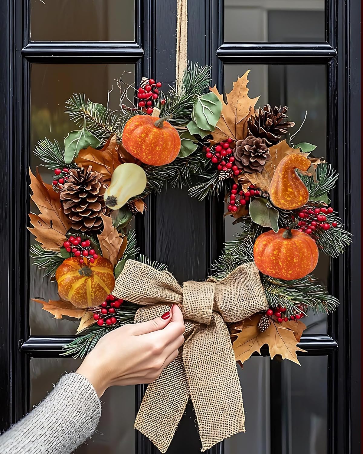DuHouse 18 Pcs Artificial Fruit Fake Mini Pumpkins for Halloween Thanksgiving Fall Home Decor Party Decoration