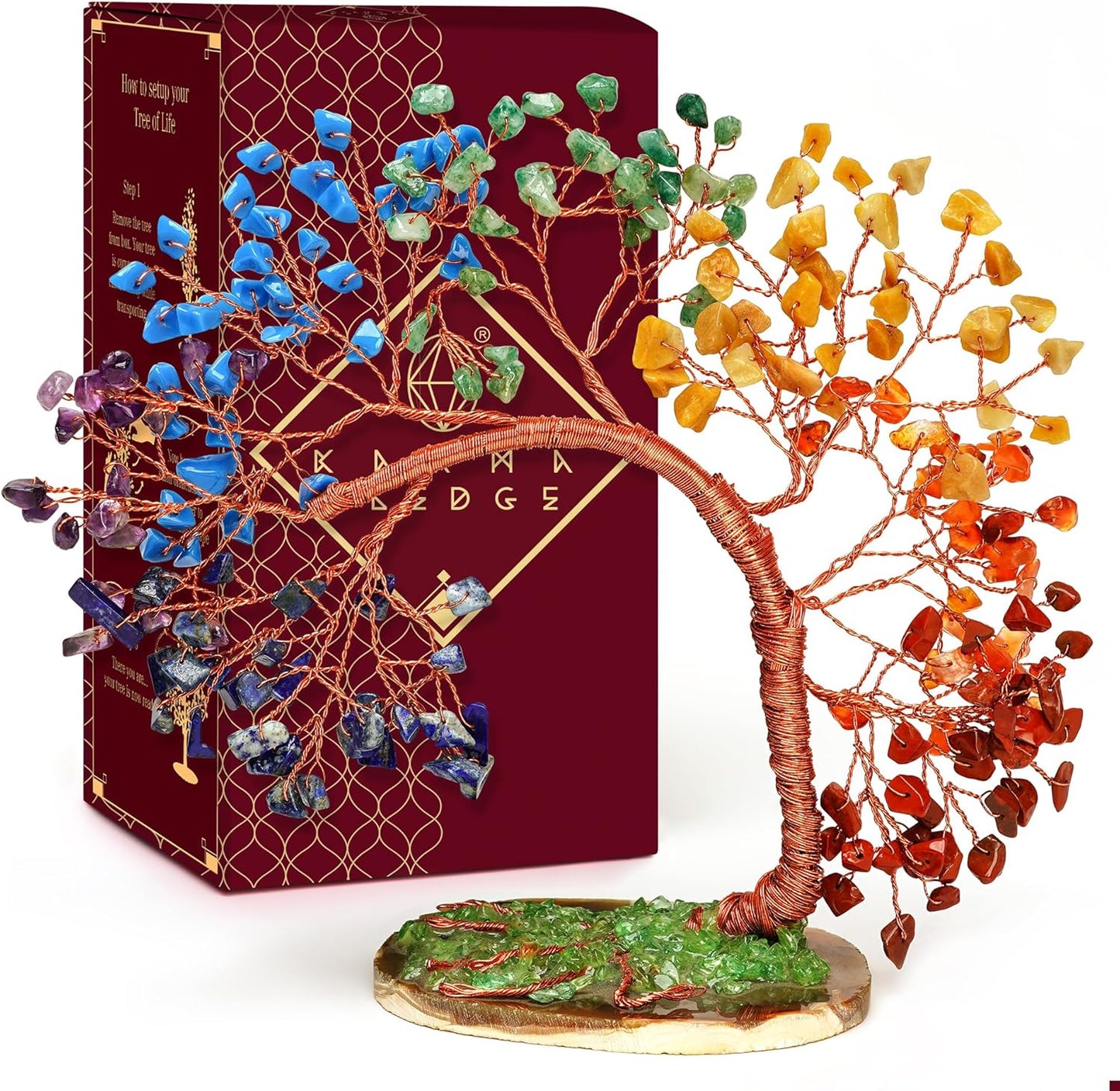 7 Chakra Healing Crystal Tree of Life for Home and Office Decor, Positive Energy, Wealth, Good Luck, Reiki Healing Crystals and Stones, Handmade Feng Shui Decoration, Birthday Gifts for Women