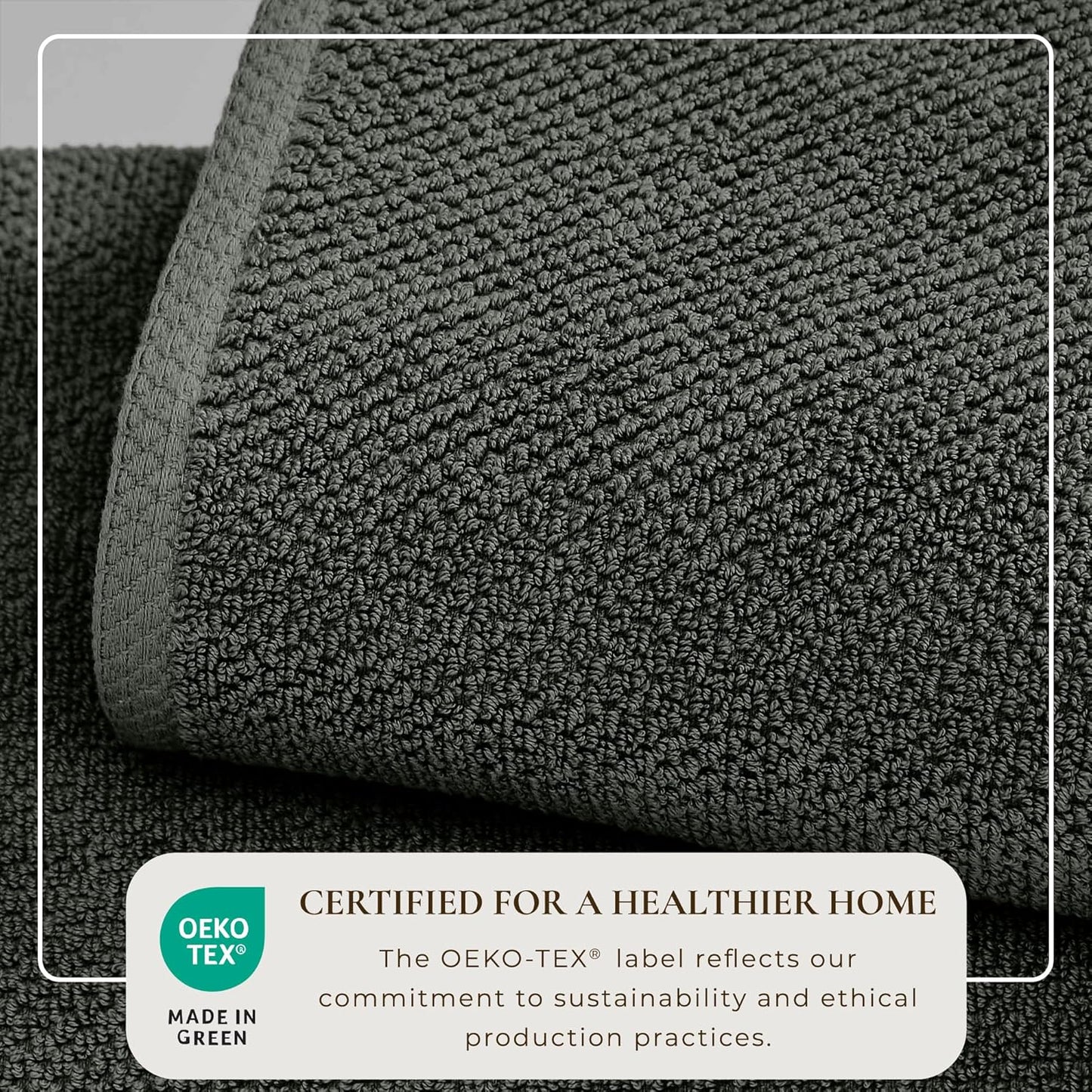 Dark Grey Washcloth- 100% Cotton 12-Pack 13x13 Wash Cloth - Absorbent, Quick-Drying, Durable Face Towels for Bathroom Decor - Low-Twist, Two-Ply Fibers (Midnight)