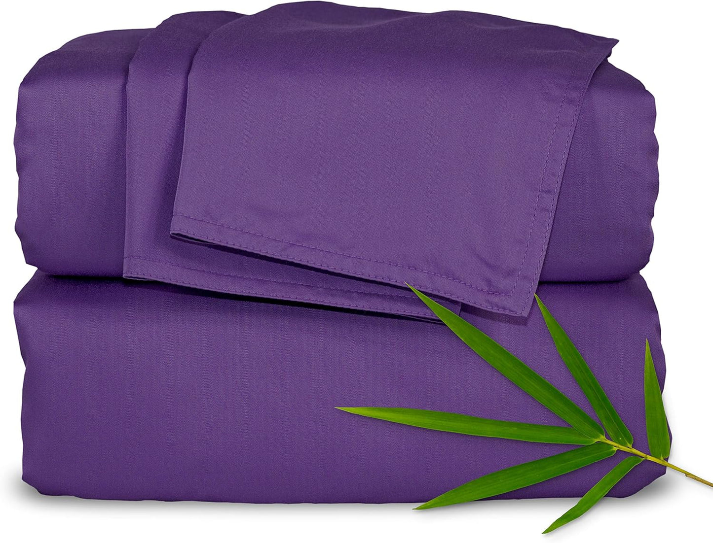California King Sheets by Pure Bamboo, Genuine 100% Organic Viscose Derived from Bamboo Bed Sheet Set, Soft & Cooling, Double Stitching, Lifetime Quality Promise (California King, Purple)