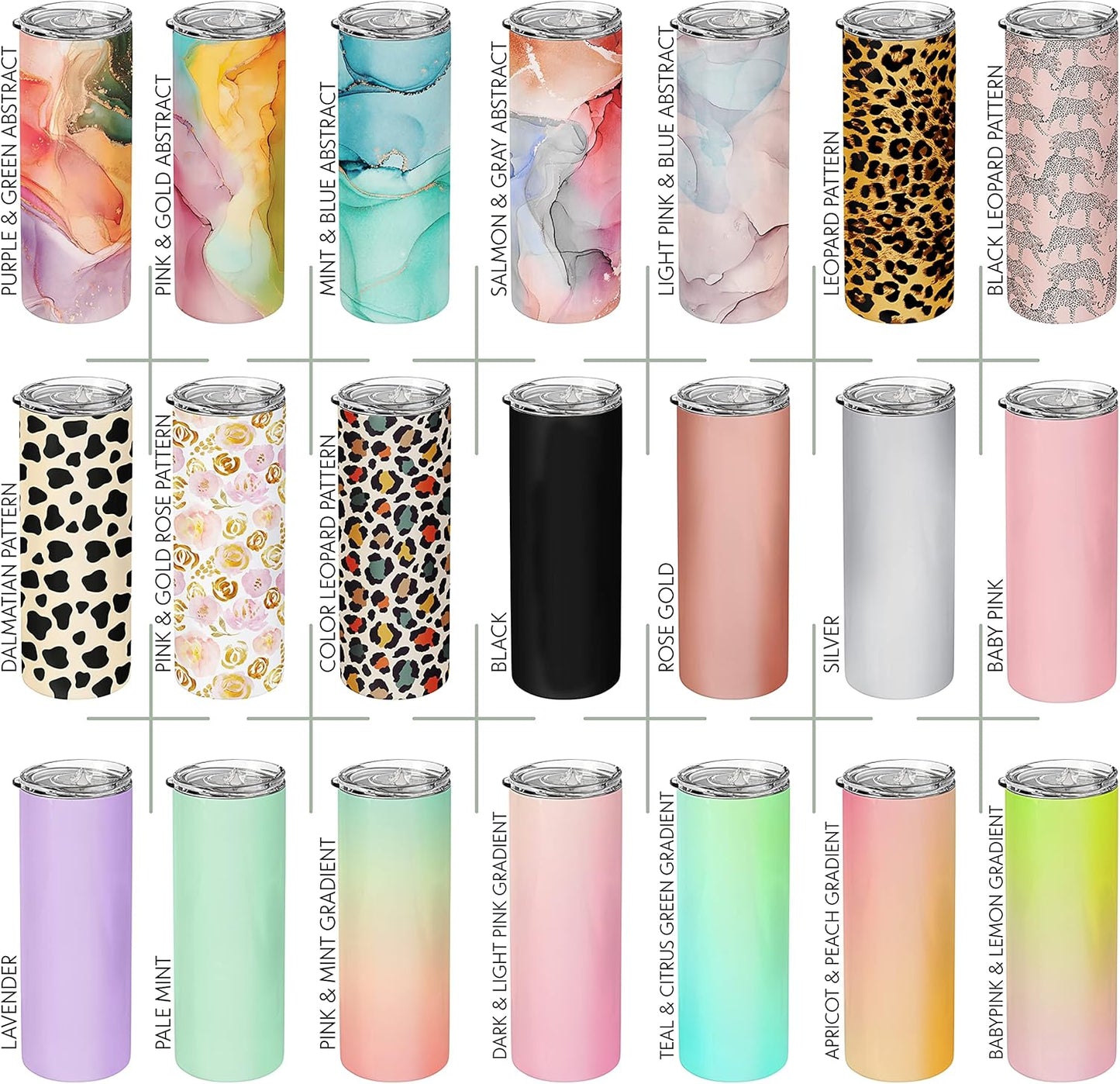 Set of 4, Personalized Skinny Tumbler with Lid & Straw, 20 Oz with Custom Text, 21 Color Styles, 10 Fonts - Best Friend Birthday Gifts for Women, Summer Gifts for Women