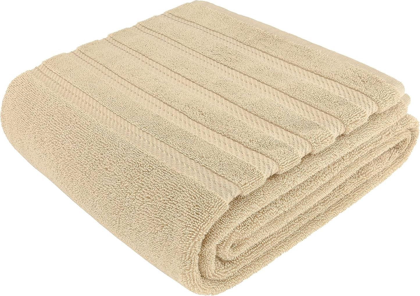 American Soft Linen 35x70 Jumbo Large Bath Towels, 600 GSM 100% Cotton Turkish Bath Sheet, Oversized Luxury Bath Towels for Bathroom Beach and Pool, Beige