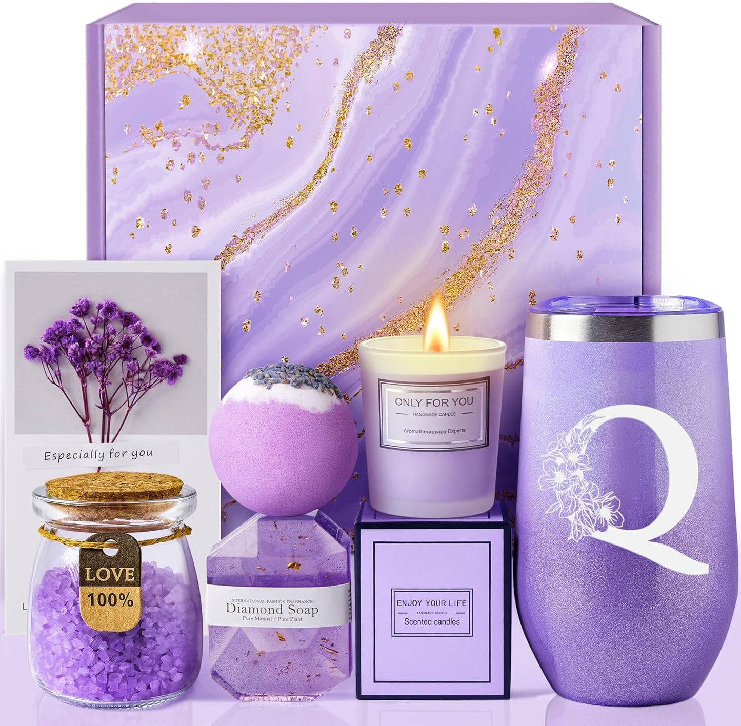 Birthday Gifts for Women Mom Best Friend, Unique Spa Gift Basket for Christmas, Valentine's Day, Mothers Day Gifts, Teen Girl Gifts, Bridal Shower Gifts, Bridesmaid Gifts (Q)