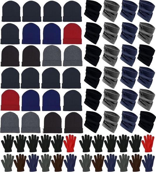 72x Winter Gloves, Beanies, Neck Warmers Unisex Bulk Pack Donation Charity Care Bundle