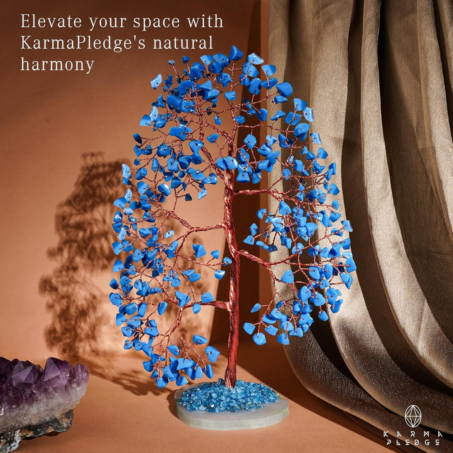 Crystal Trees for Home and Office Decoration, Turquoise Chakra Healing Crystals Feng Shui Handmade Trees for Positive Energy, Money, Good Luck, Christmas Decor, Birthday Gifts for Women, Mom