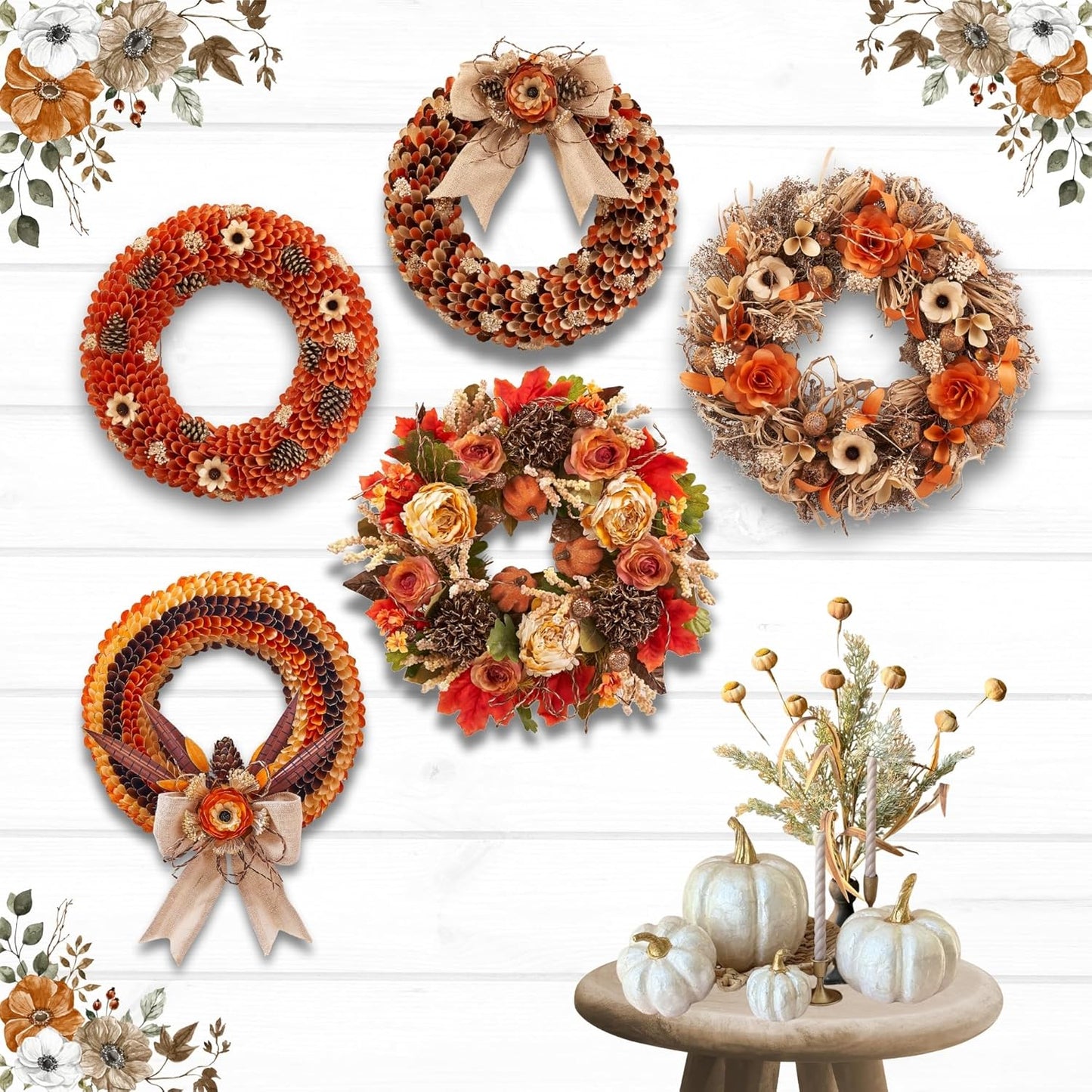 22" Fall Harvest Mixed Wreath - Premium Handcraft Fall Wreaths for Front Door | Perfect for Autumn & Thanksgiving Decor