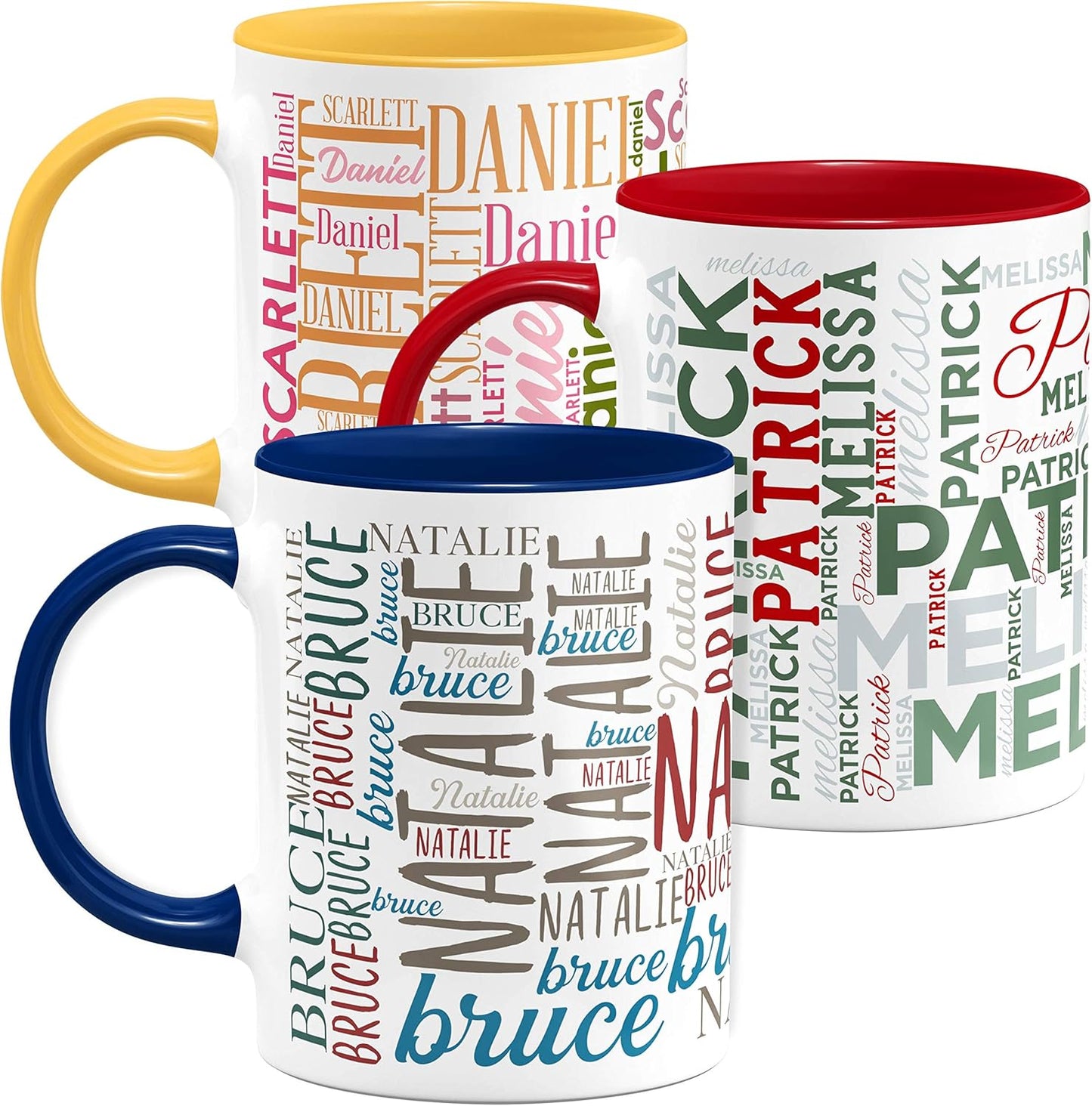 Personalized Coffee Mugs w/Word Cloud Art, 12 Colors & 9 Font Art, 11 oz. Custom Gifts for Couples, Men, Women - Royal Blue/White, Ceramic Keepsake Mug, Personalized Gifts