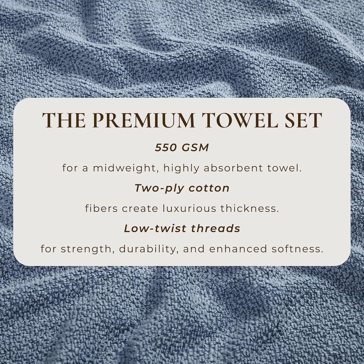 Great Bay Home Blue Bath Towels - 100% Cotton 4 Pack 54x27 Bath Towel Set - Absorbent, Quick-Drying, Durable Towels for Bathroom Decor - Low-Twist, Two-Ply Fibers (Chambrey Blue)