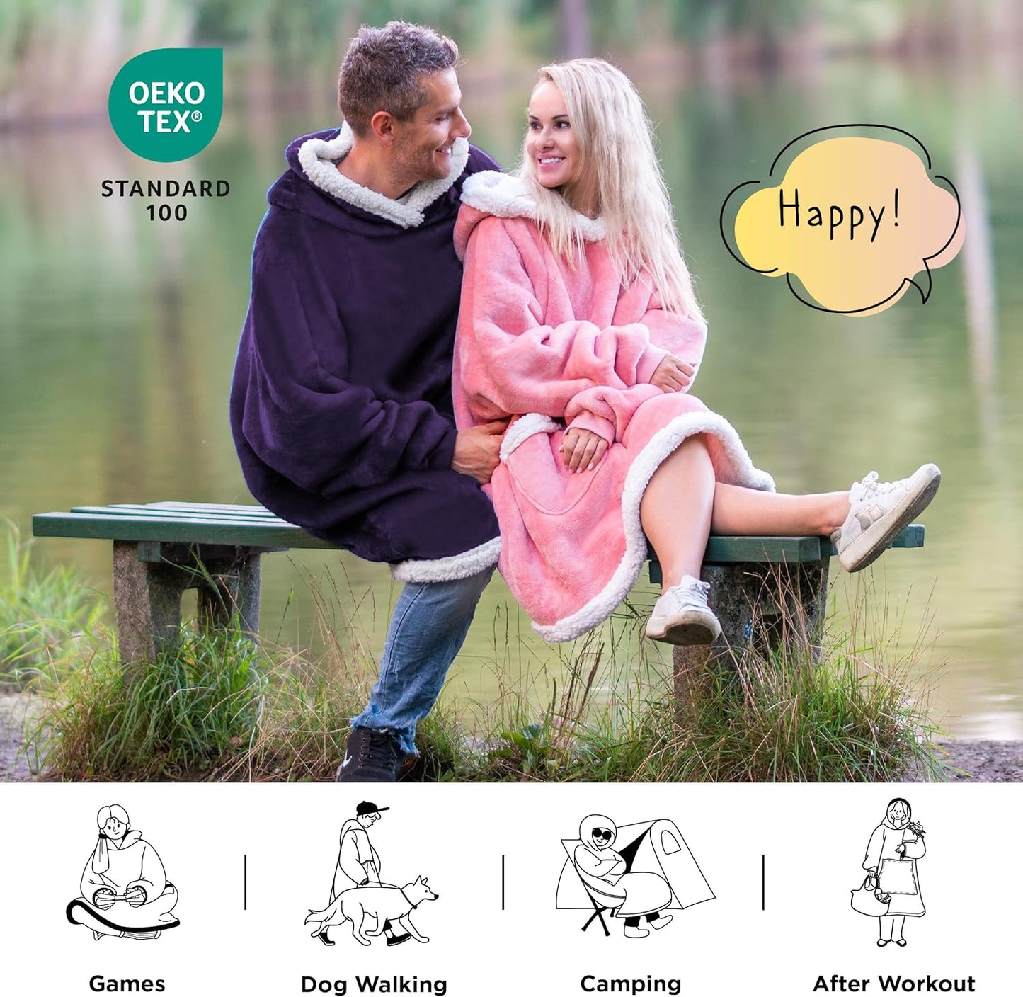 Bedsure Blanket Hoodie, Wearable Blanket for Adults & Kids as Gifts for Women Men, Birthday Gifts for Women Mom Girl Sherpa Oversized Hoodie, Ultra Violet, Oversize
