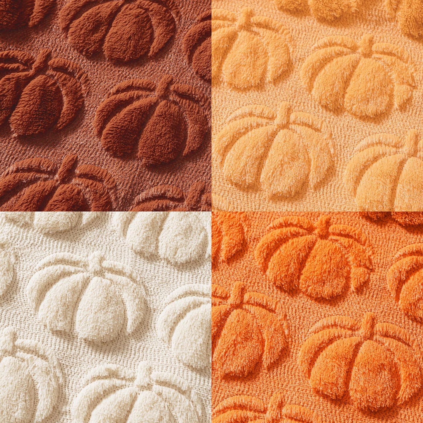 MIULEE Fall Pumpkin Pillow Covers 18x18 Inch Set of 4 - Soft Cozy Plush Decorative Pillows with Embroidered Pumpkin Pattern Autumn Halloween Holiday Decor for Sofa Couch Bed Living Room,Rust-Beige