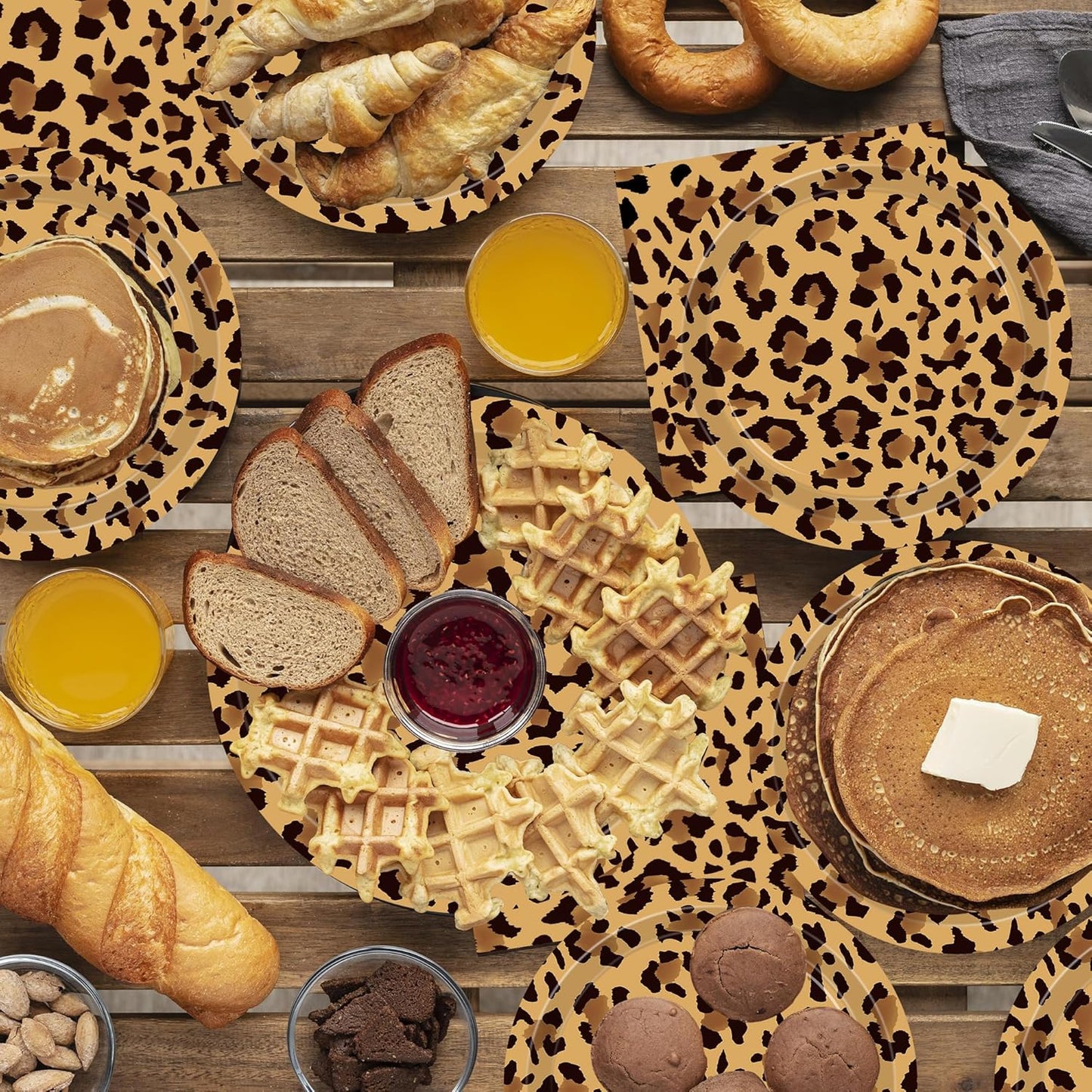 140PCS Leopard Print Party Decorations,Jungle Animal theme Decorations Include Tableware, Plate, Cup, Napkin, Cutlery, Animal Cheetah Print Birthday Party Supplies Serve 20