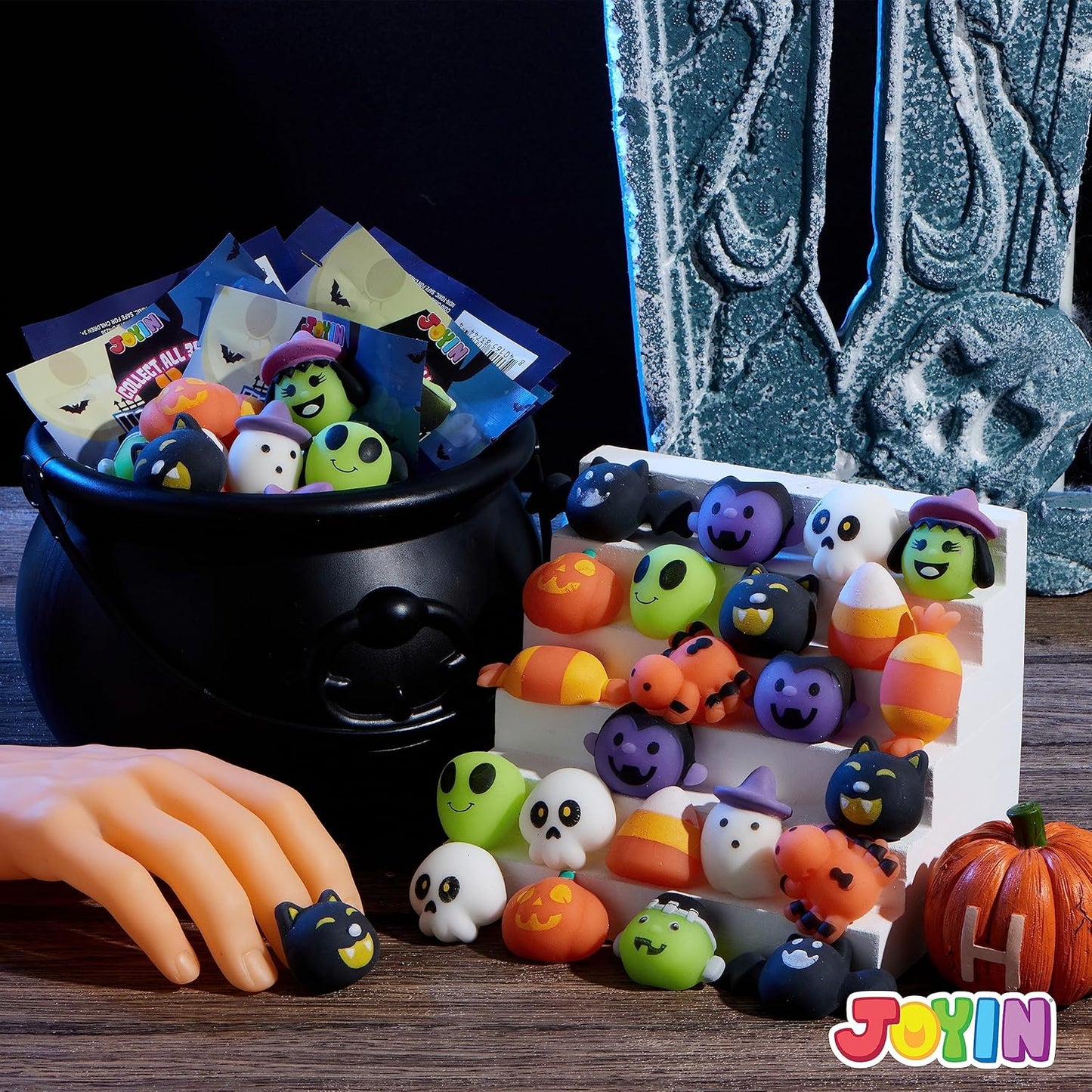 JOYIN 36 Pcs Halloween Mochi Squishy Toy in Blind Bags with 12 Characters for Stress Relief, Halloween Mystery Toy Surprise Bag for Kids Trick or Treating, Party Favors Supplies, Goodie Fillers
