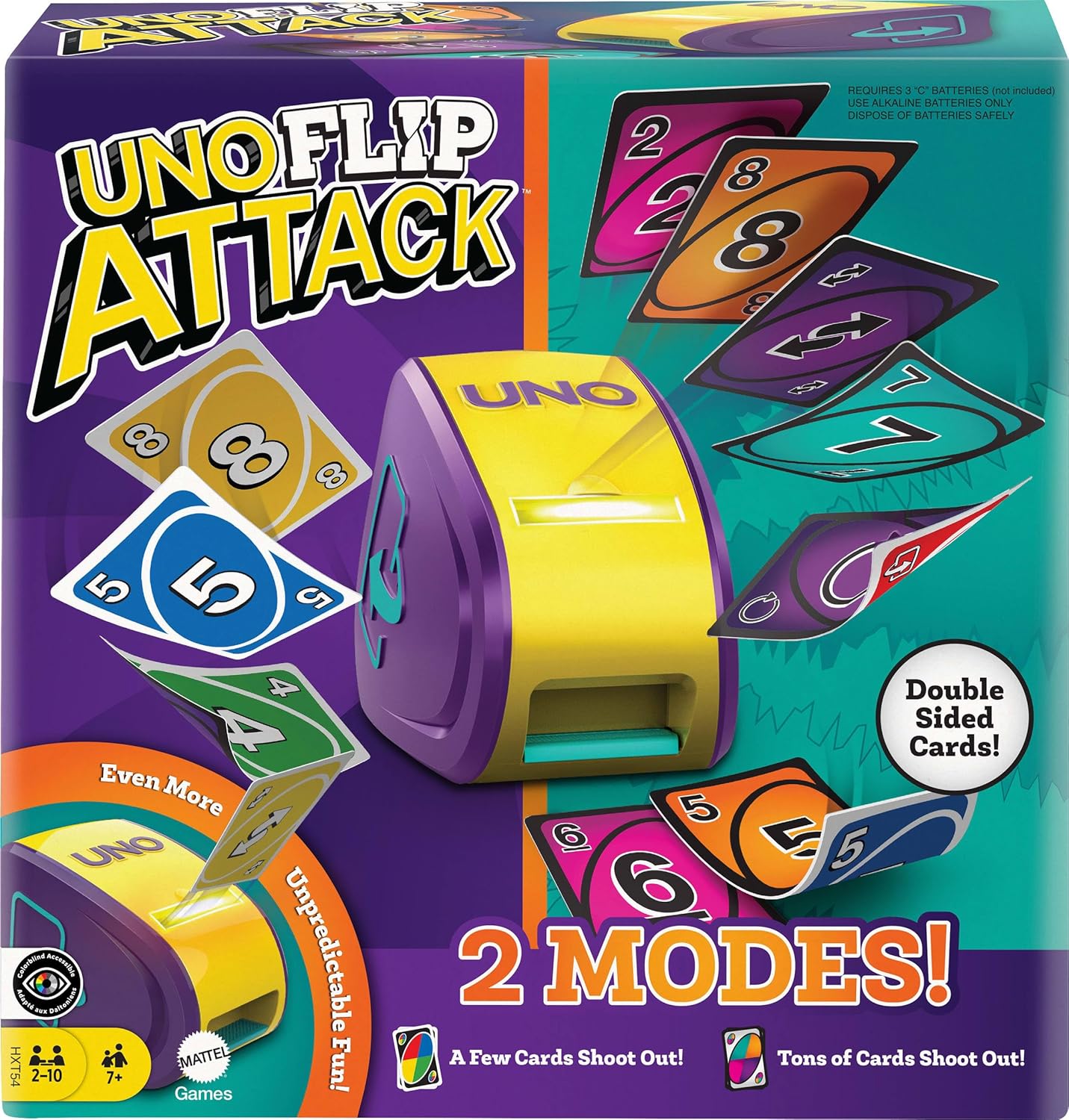 Mattel Games UNO Flip Attack Card Game for Kids, Adults & Family Nights, Combines UNO Flip & Attack in One Game
