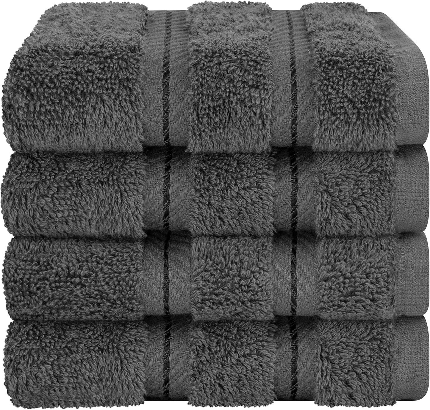 American Soft Linen Luxury Washcloths for Bathroom, 600 GSM 100% Cotton 4 Piece Turkish Wash Cloth Set, 13x13 in Soft Rags for Body and Face, Dark Gray Washcloths