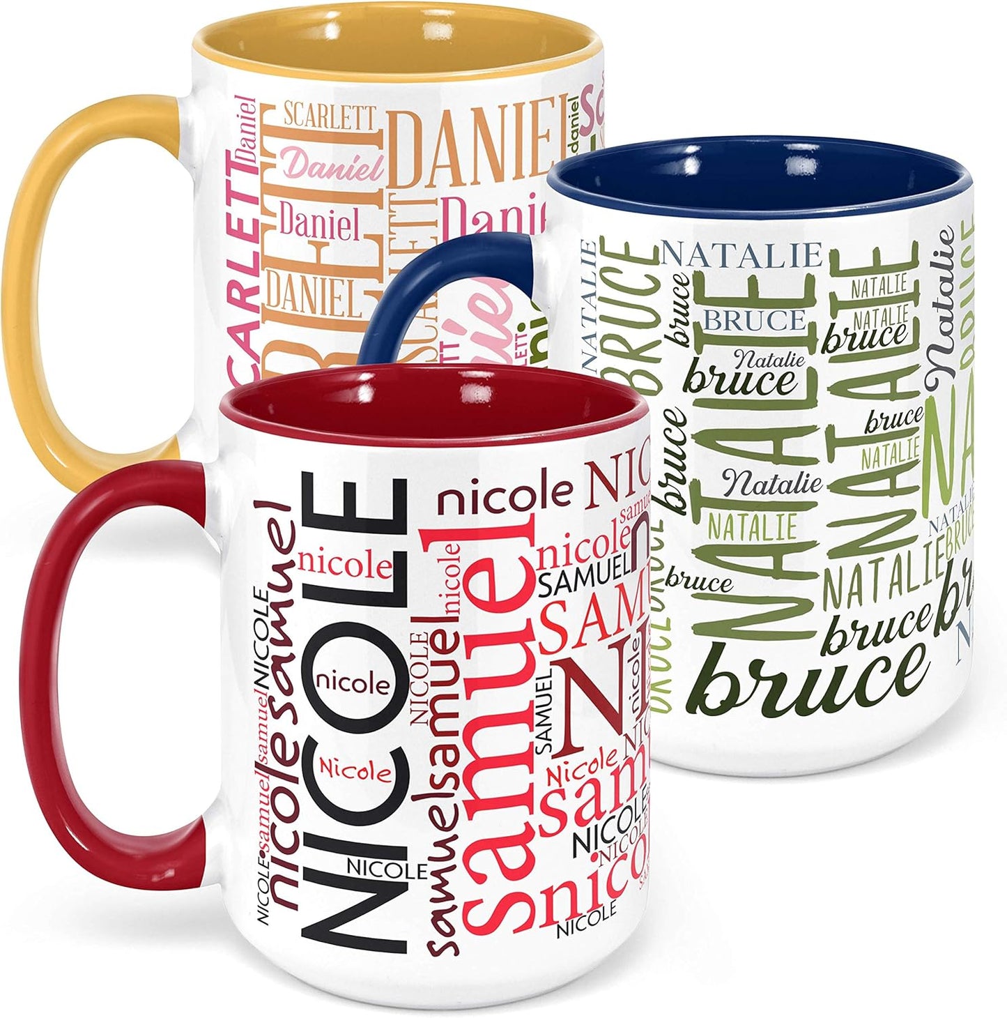 Personalized Coffee Mugs w/Word Cloud Art, 12 Colors & 9 Font Art, 15 oz. Custom Gifts for Couples, Men, Women - Red/White, Ceramic Keepsake Mug, Personalized Gifts