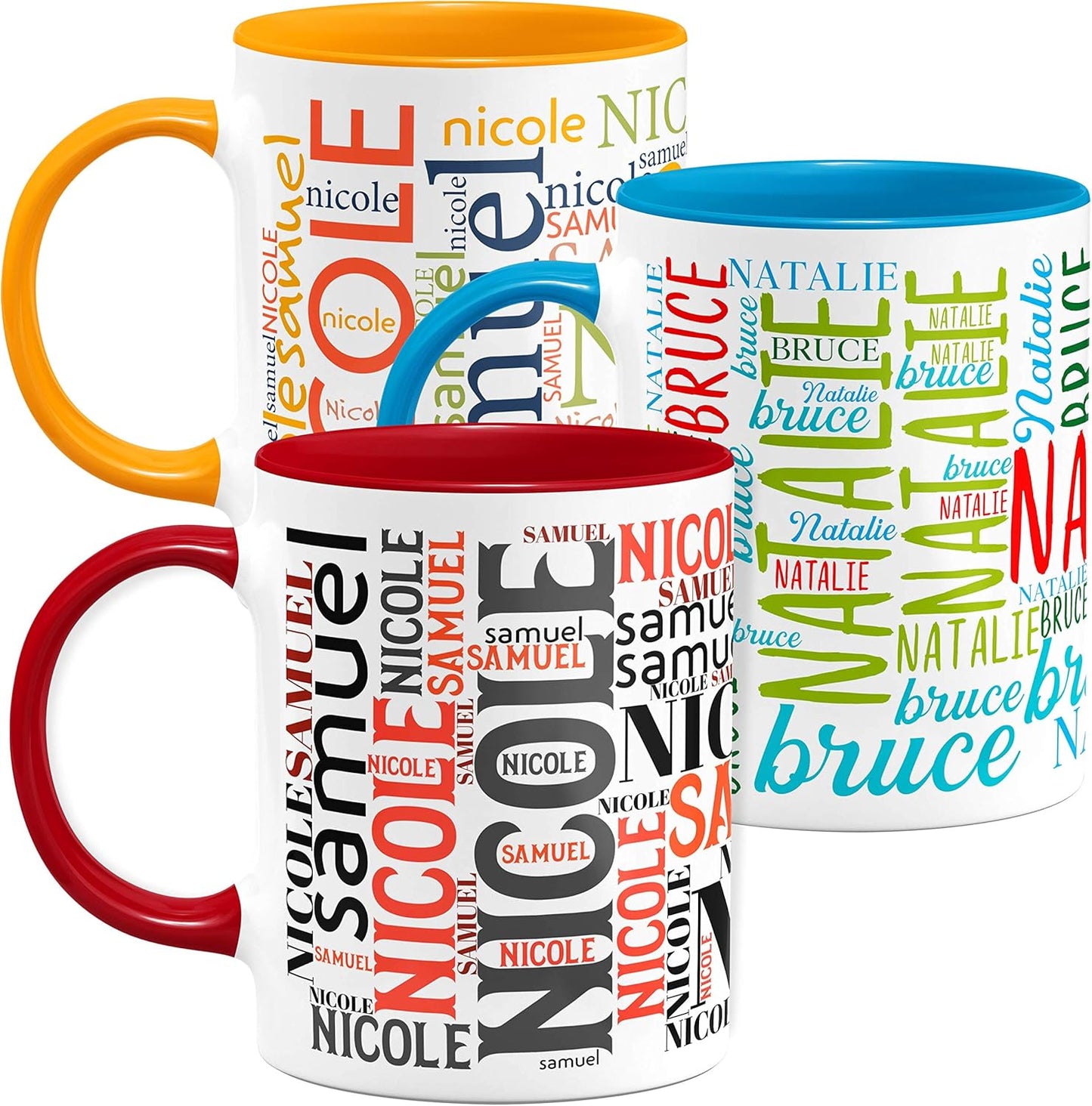 Personalized Coffee Mugs w/Word Cloud Art, 12 Colors & 9 Font Art, 11 oz. Custom Gifts for Couples, Men, Women - Red/White, Ceramic Keepsake Mug, Personalized Gifts