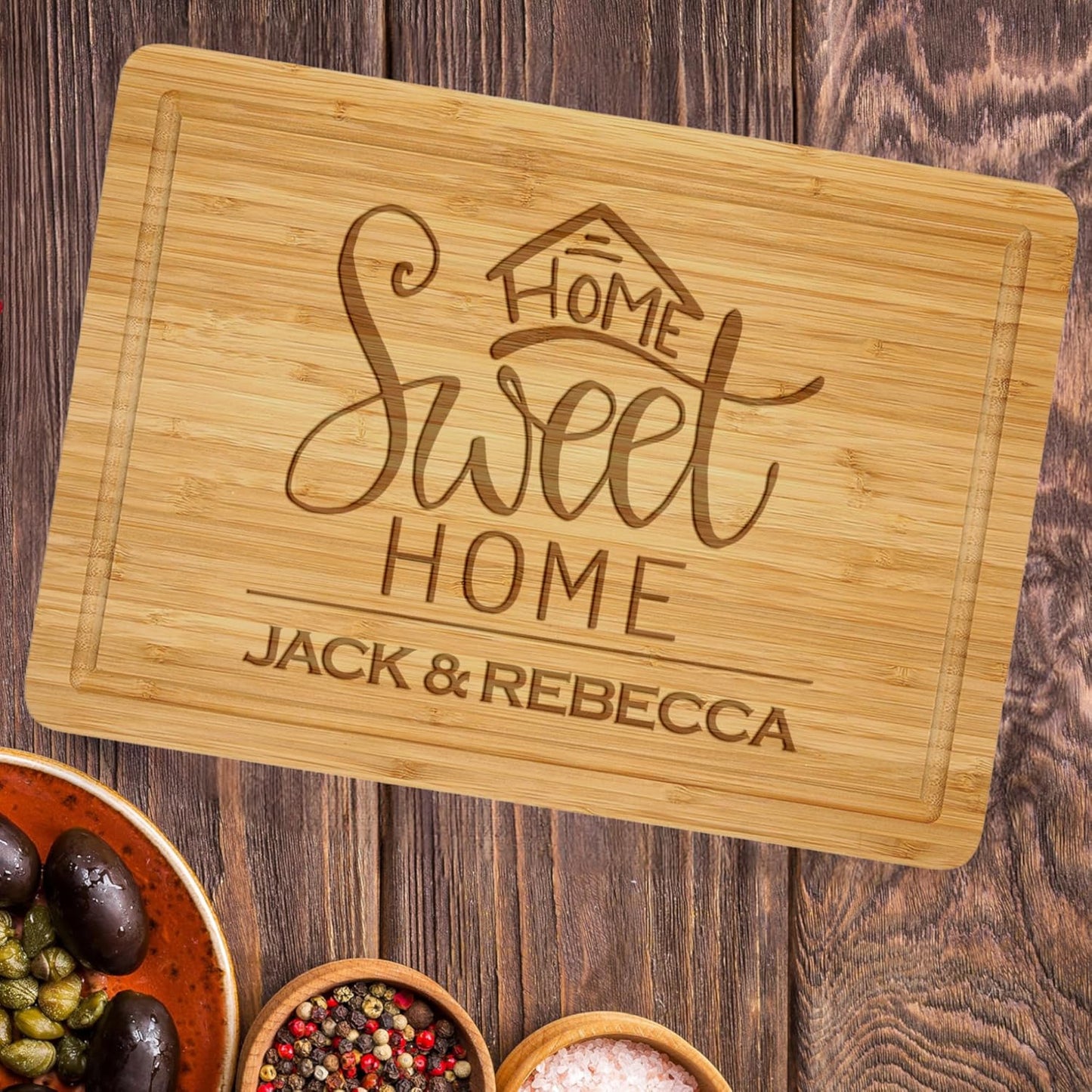 Home Sweet Home Personalized Cutting Board, Customized New Home Housewarming Gift, Homeowner Couple Gift Ideas, Engraved Friendship Gifts, Unique Anniversary Presents for Cook Lover