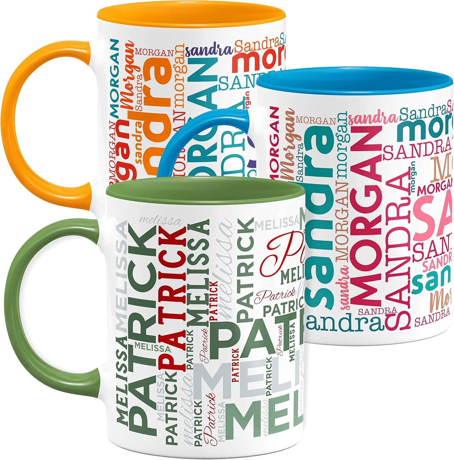 Personalized Coffee Mugs w/Word Cloud Art, 12 Colors & 9 Font Art, 11 oz. Custom Gifts for Couples, Men, Women - Green/White, Ceramic Keepsake Mug, Personalized Gifts