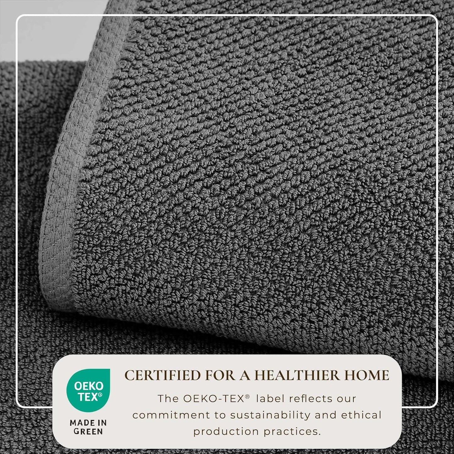 Grey Hand Towels - 100% Cotton 6 Pack 26x16 Hand Towel Set - Absorbent, Quick-Drying, Durable Towels for Handroom Decor - Low-Twist, Two-Ply Fibers (Dark Grey)