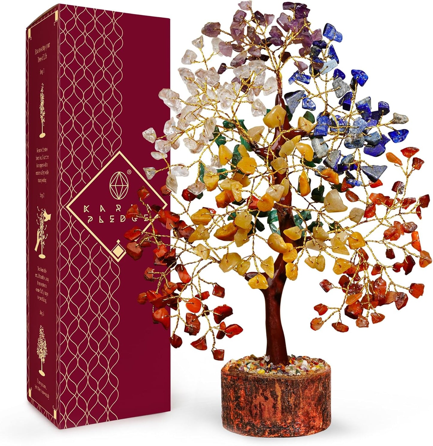 Crystal Tree of Life 7 Chakra Healing Crystal Trees for Home Decor, Office Desk Decor, Boho Decor, Handmade Bonsai Trees for Positive Energy, Money, Good Luck Birthday Gifts for Women, Mom