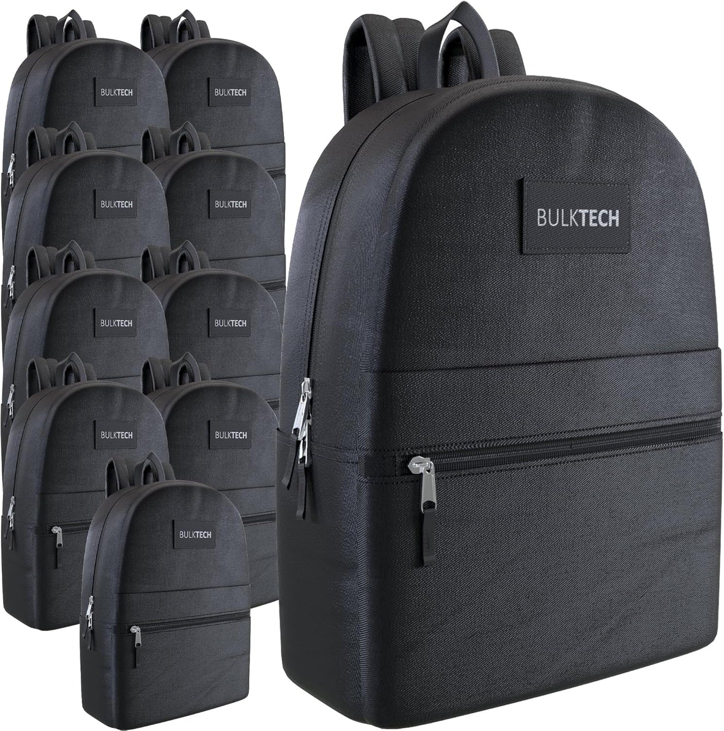 100 Pack Bulk Backpacks, Wholesale 17-Inch Lightweight Bookbags for Kids, Adults, School, Classroom, Travel, Gym Supplies with 1 Large, 1 Small Pocket, Perfect for Events, Corporate Bundles, Black