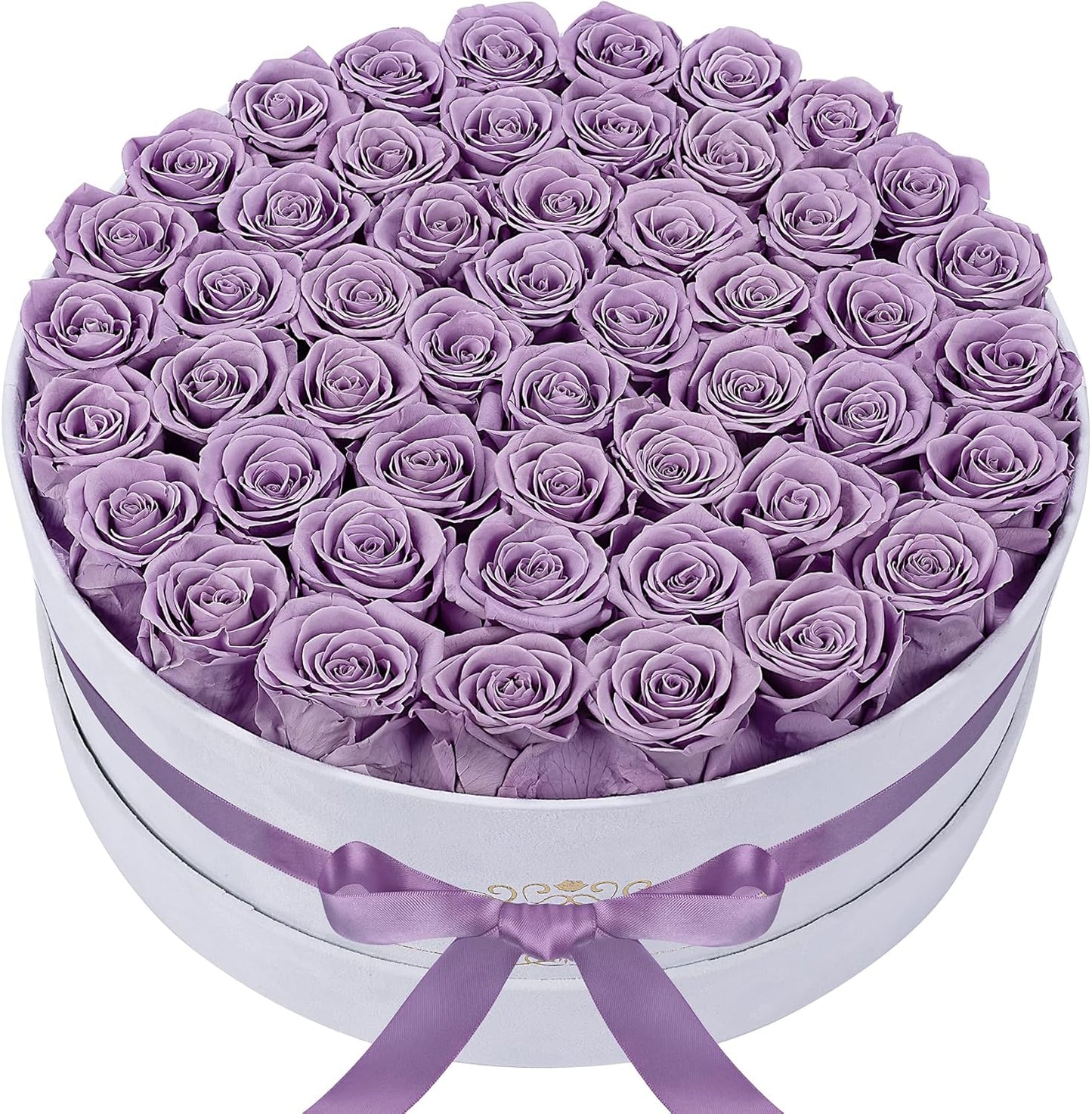 50 Piece Roses in a Velvet Box, Flowers for Delivery, Presereved Flowers Birthday Gifts for Women Mom and Wife (Lavender)