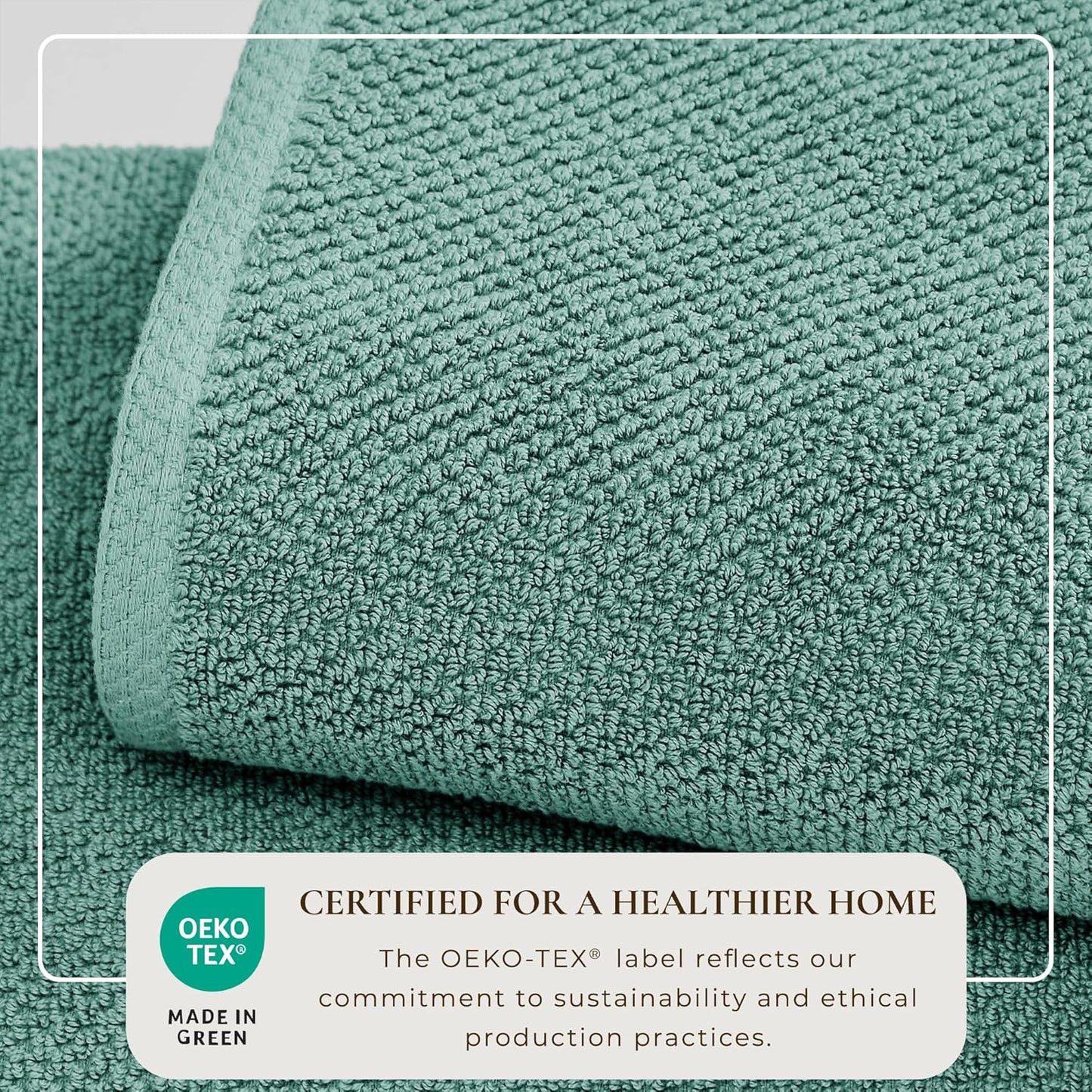 Blue Bath Towels - 100% Cotton 6 Piece Towel Set - 2 Bath Towels, 2 Hand Towels, 2 Washcloths - Absorbent, Quick-Drying, Durable Towels for Bathroom Decor - Low-Twist, Two-Ply Fibers (Mineral Blue)