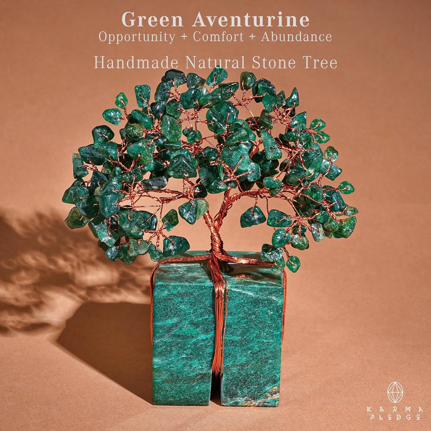Crystal Tree of Life for Home and Office Decor, Handmade Raw Crystal Base Green Aventurine Chakra Healing Crystal Tree for Positive Energy, Money, Good Luck, Christmas Décor, Birthday Gifts for Women