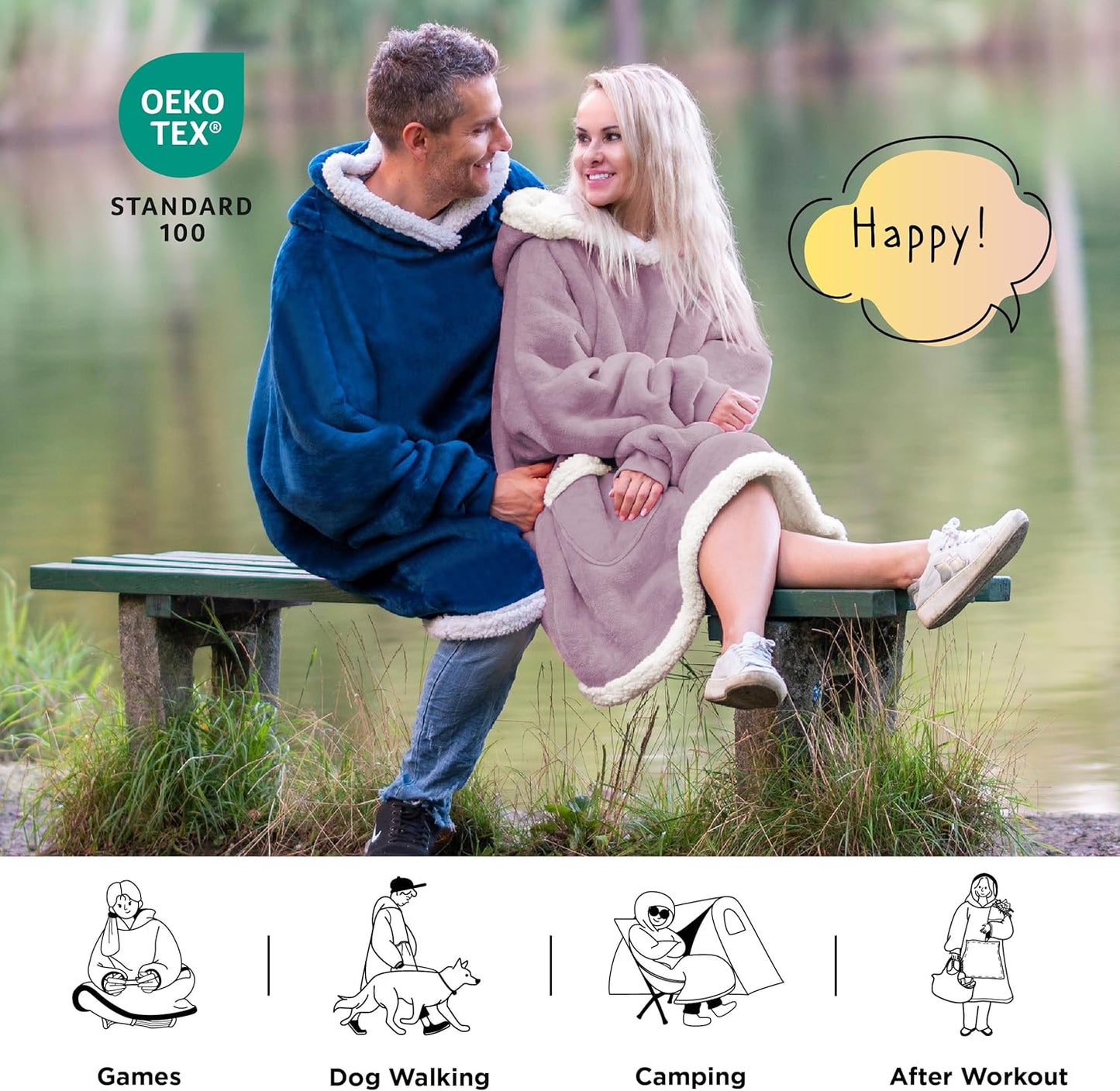Bedsure Blanket Hoodie, Wearable Blanket for Adults & Kids as Gifts for Women Men, Birthday Gifts for Women Mom Girl Sherpa Oversized Hoodie, Lavender, Oversize