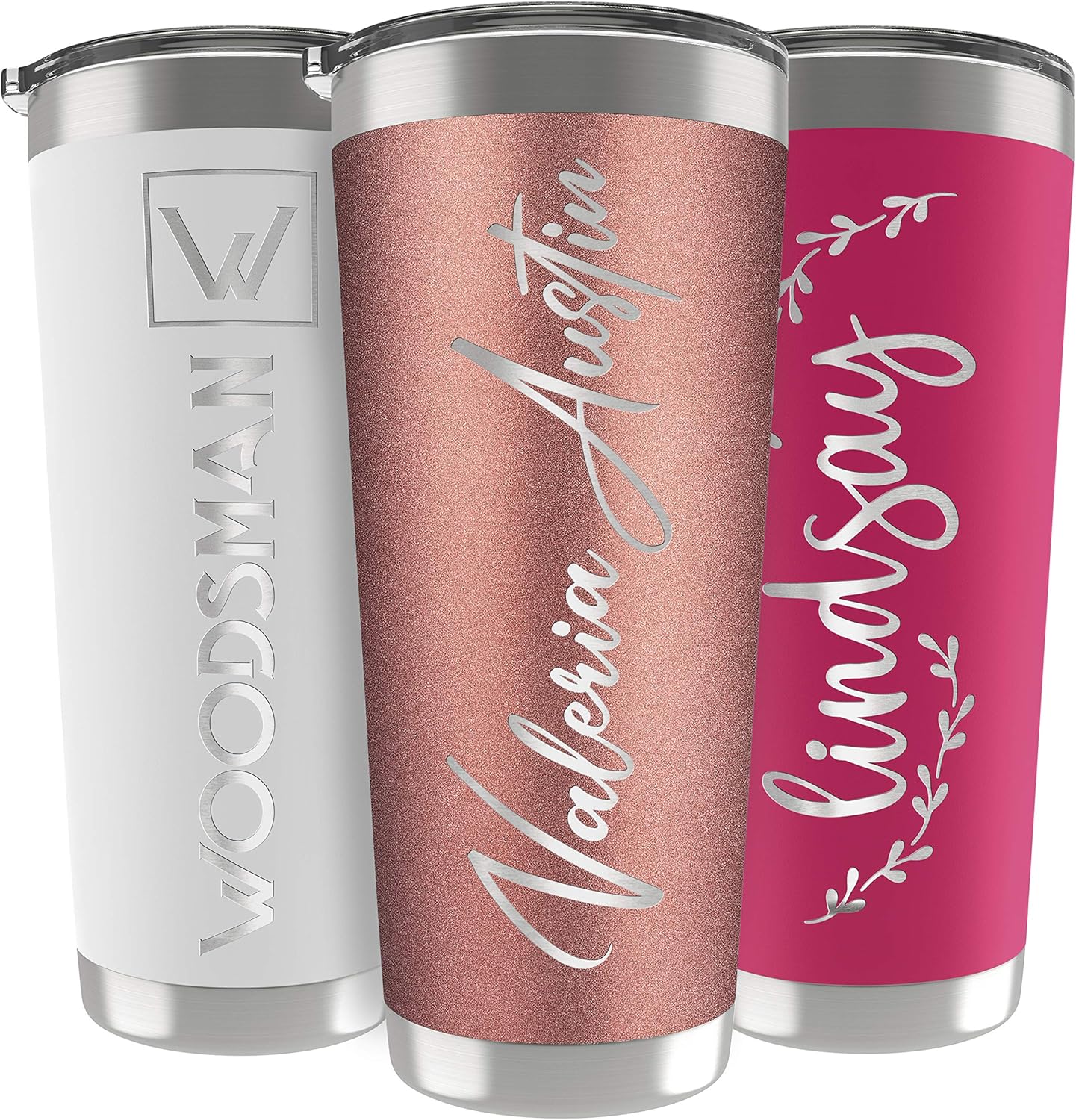 Personalized Gifts For Women - 30 Oz. Custom Tumblers w/Lid, Rose Gold - Insulated Travel Coffee Mugs - Optional Straw Set, Stainless Steel Double Wall Coffee Tumbler, Personalized Cups