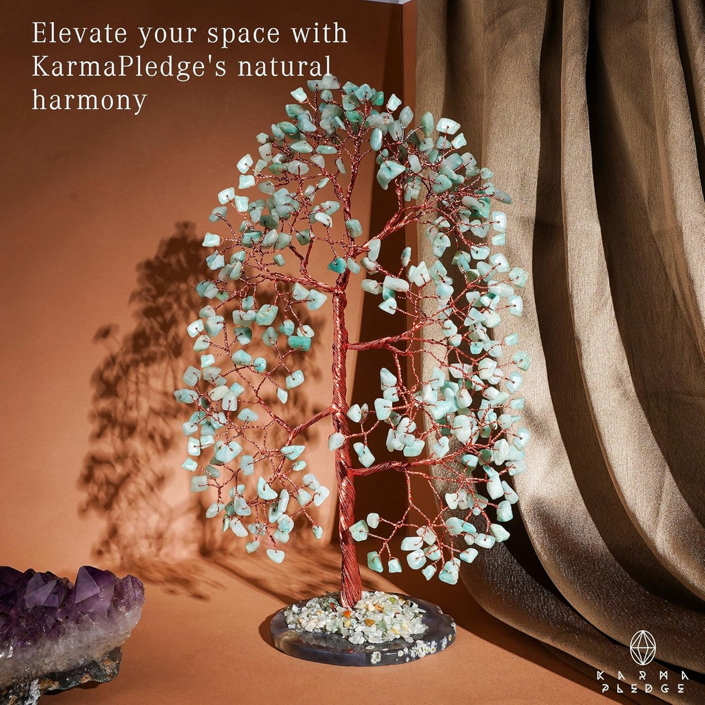 Crystal Trees for Home and Office Decoration, Amazonite Chakra Healing Crystals Feng Shui Handmade Trees for Positive Energy, Money, Good Luck, Christmas Decor, Birthday Gifts for Women, Mom