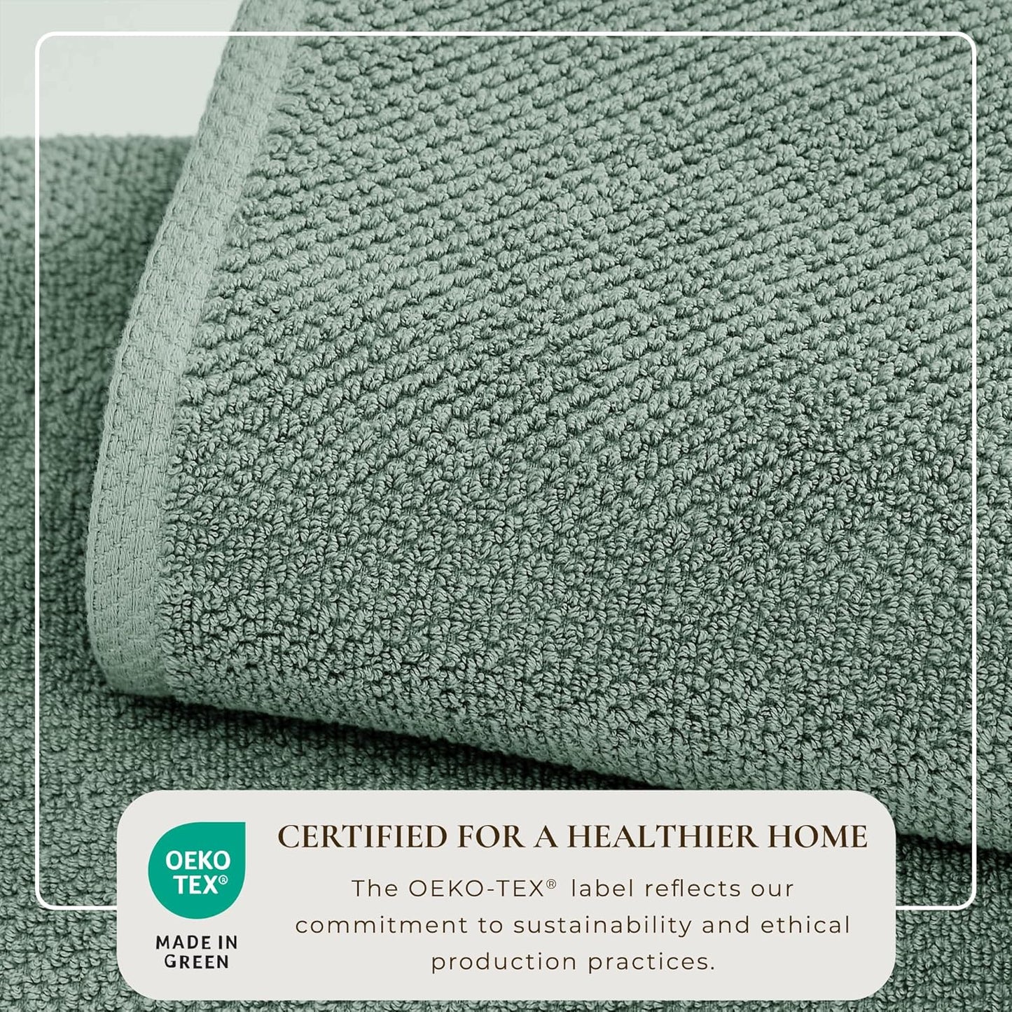 Green Bath Towels - 100% Cotton 4 Pack 54x27 Bath Towel Set - Absorbent, Quick-Drying, Durable Towels for Bathroom Decor - Low-Twist, Two-Ply Fibers (Eucalyptus)