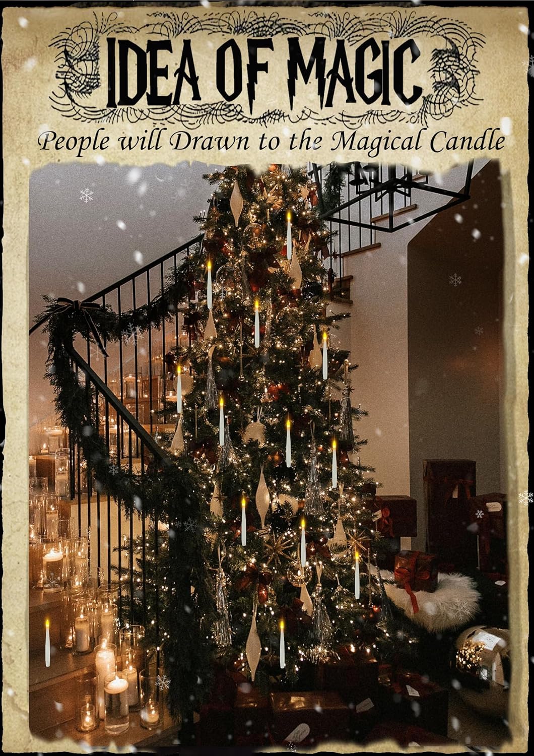 JMTONE Floating Candles with Wand, Halloween Decorations Magic Candle,12 PCs Magic Hanging Candles Flickering Warm Light Flameless Floating LED Candle with Wand Remote