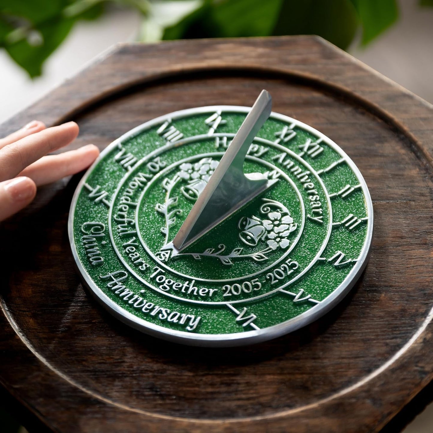The Metal Foundry Personalized China 20th Sundial - Heavy Duty Recycled Brass Home Decor, Garden Present Made in The UK for Parents, Grandparents, Friends, Couples 20 Years Marriage