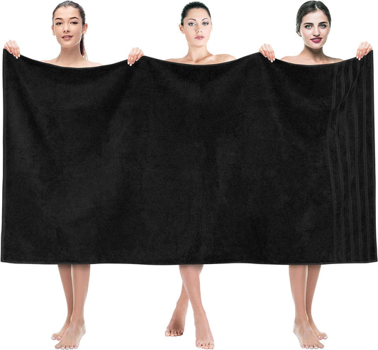 American Soft Linen 35x70 Jumbo Large Bath Towels, 600 GSM 100% Cotton Turkish Bath Sheet, Oversized Luxury Bath Towels for Bathroom Beach and Pool, Black