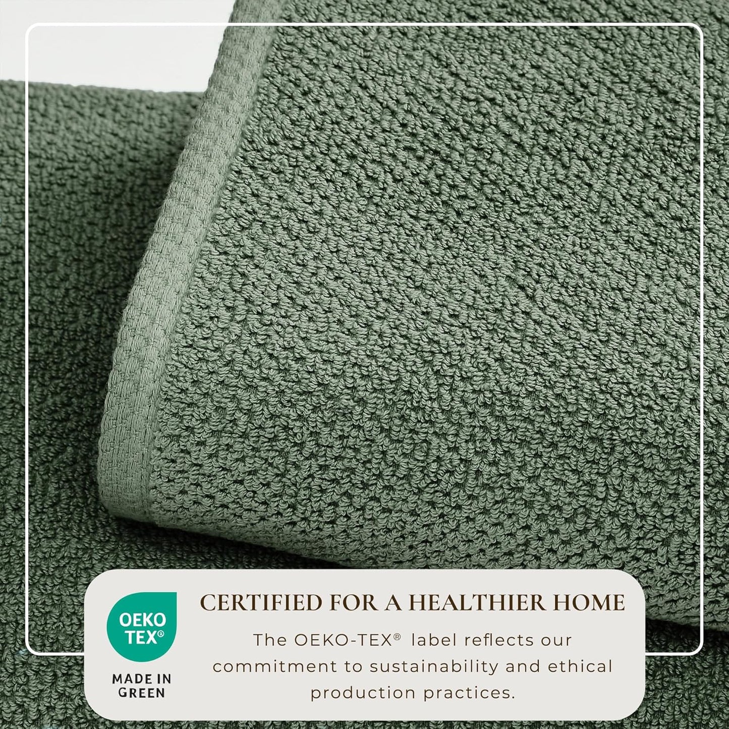 Green Bath Towels - 100% Cotton 4 Pack 54x27 Bath Towel Set - Absorbent, Quick-Drying, Durable Towels for Bathroom Decor - Low-Twist, Two-Ply Fibers (Forest Green)