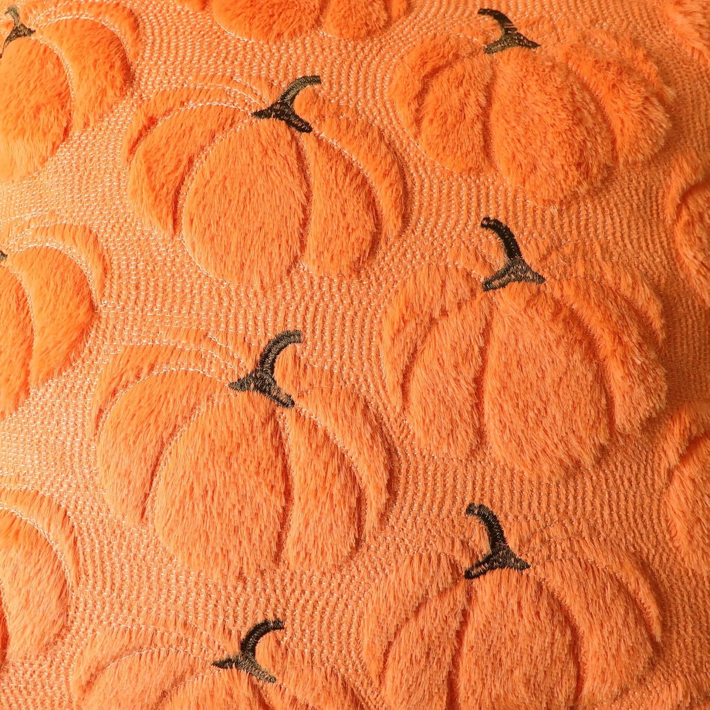 4TH Emotion Fall Pumpkins Decorative Pillow Covers 16x16 Set of 2, Orange Soft Plush Faux Fur Wool Farmhouse Throw Cushion Cases for Autumn Thanksgiving Holiday Home Decorations