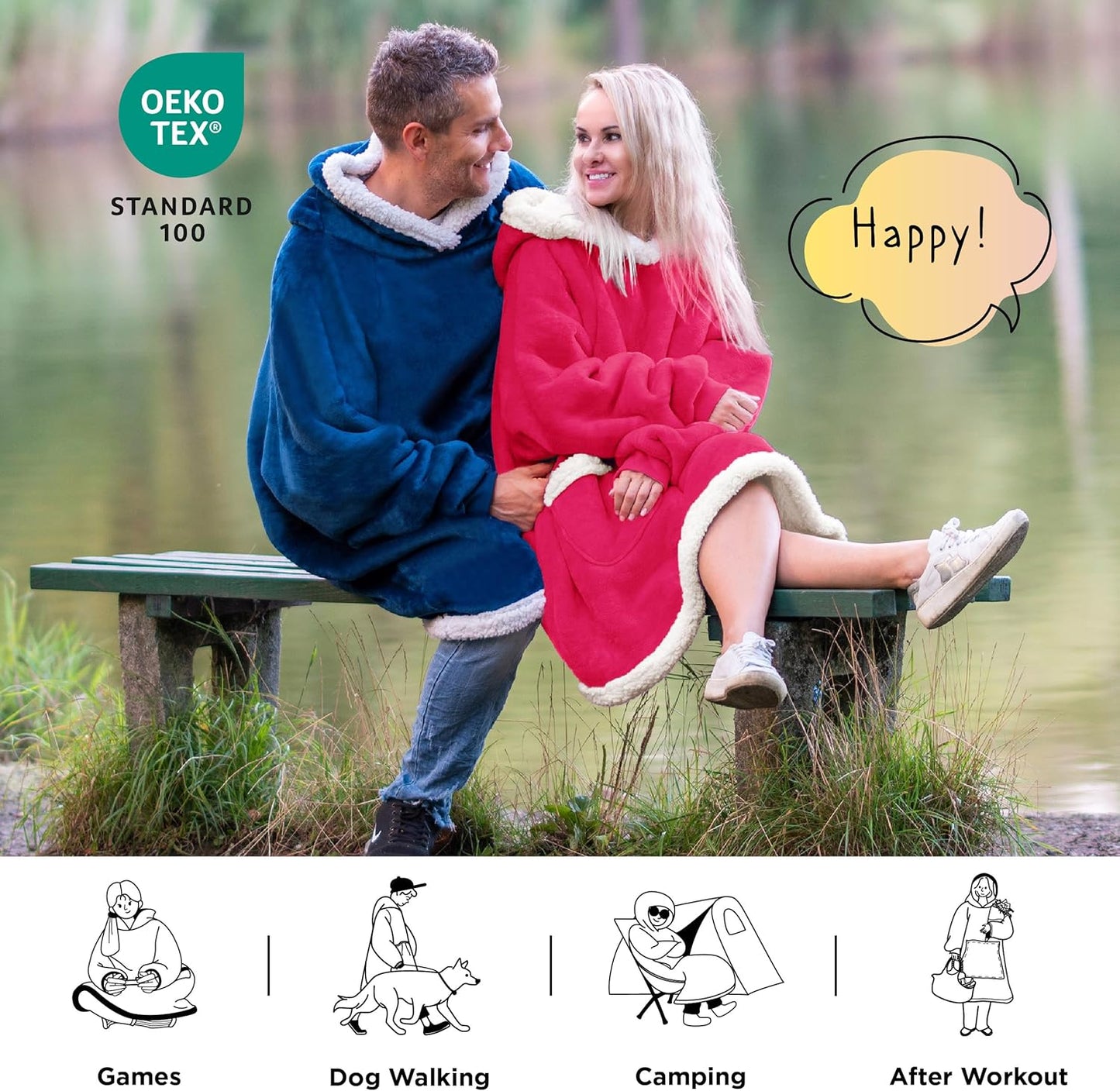 Bedsure Blanket Hoodie, Wearable Blanket for Adults & Kids as Gifts for Women Men, Birthday Gifts for Women Mom Girl Sherpa Oversized Hoodie, Magenta, Standard