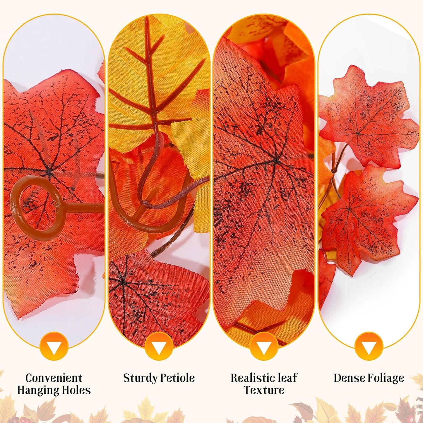 3 Pack Fall Maple Garland 6Ft Artificial Maple Leaf Leaves Autumn Garland Hanging Fall for Table Front Door Thanksgiving Decor (3)
