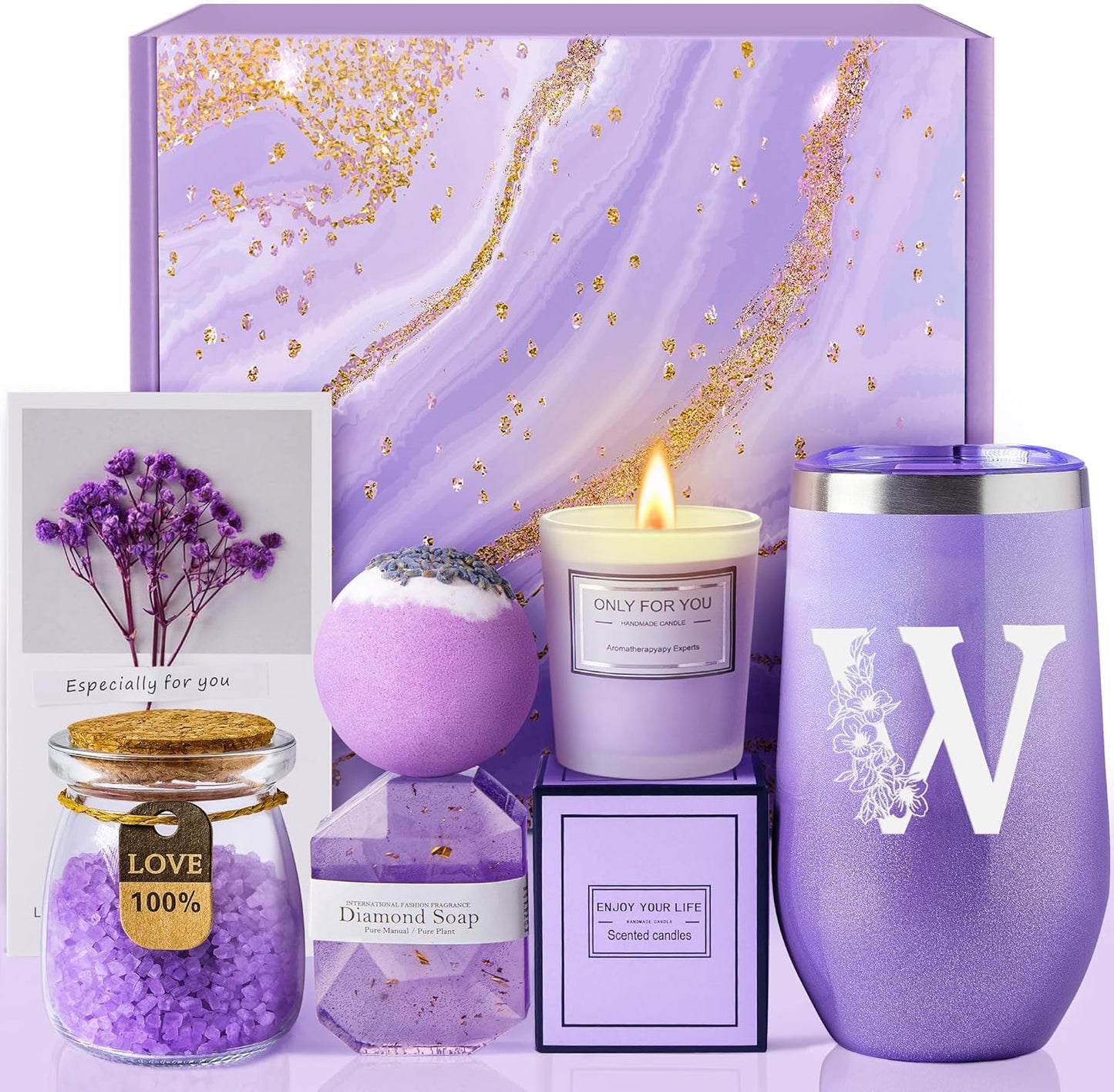 Gifts for Women, Mom, Best Friend, Sister, Her, Girlfriend, Wife, Teacher, Nurse - Mothers Day, Christmas, Birthday Gifts for Women Who Want Nothing, Spa Self Care Gift Basket for Her (W)