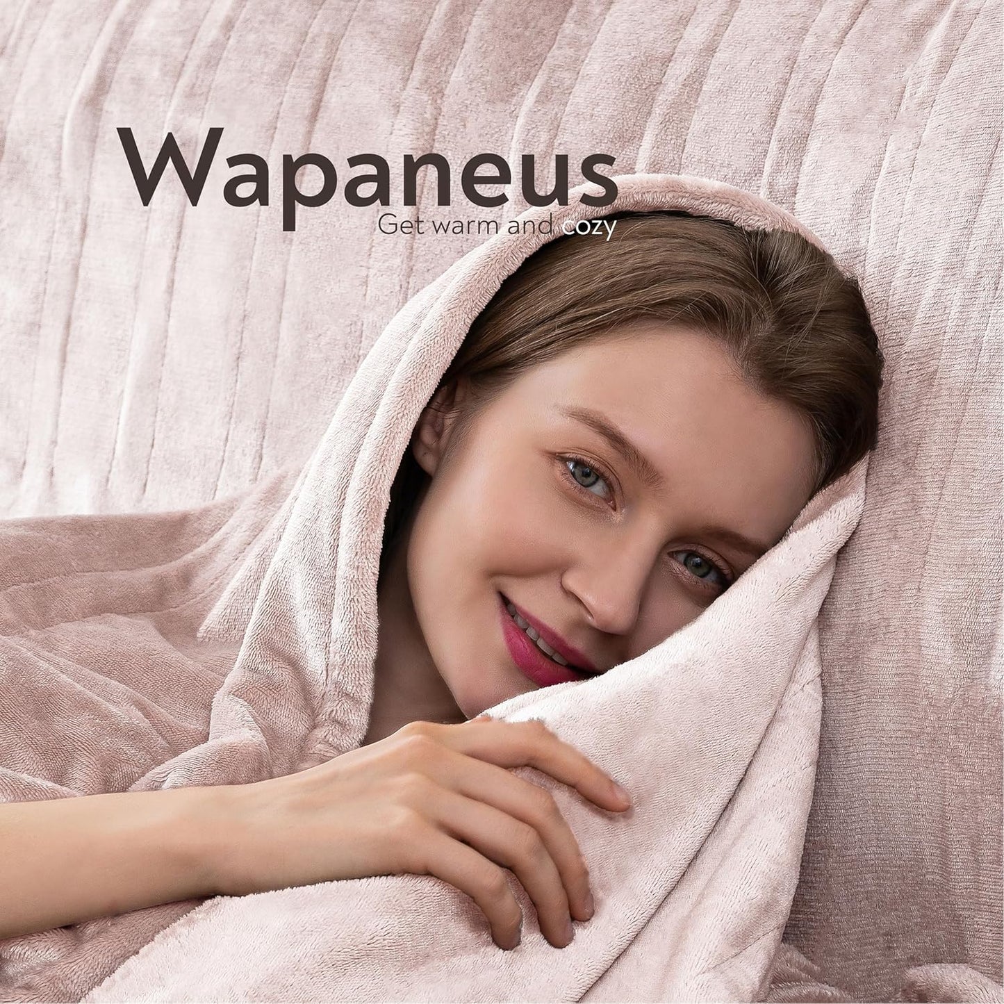 Wapaneus Foot Pocket Heated Blanket Electric Throw with 10 Heating Levels and 4 Timer Settings 4 Hours Auto Shut Off, Flannel Fast-Heating Heated Throw 50" x 60", Machine Washable, Pink